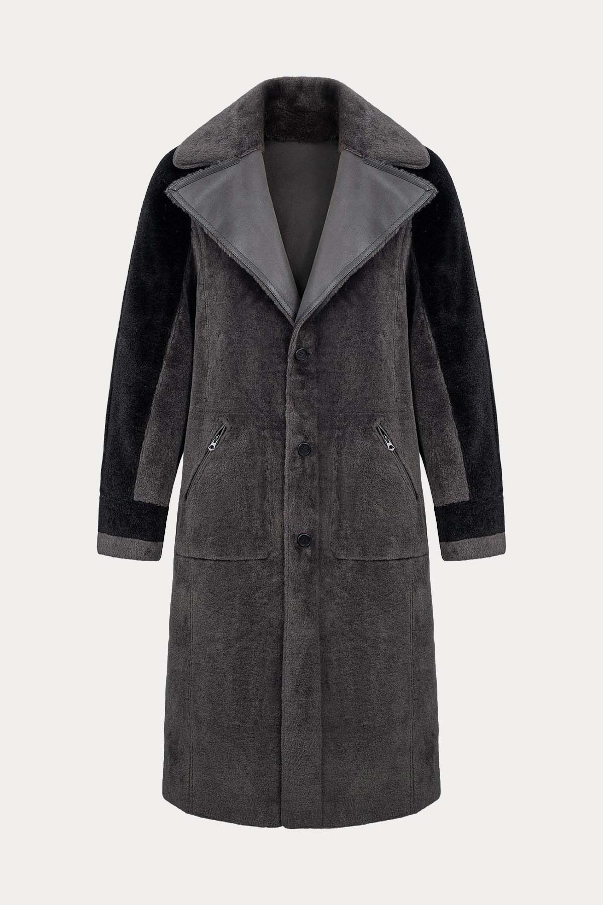 Urbancode Çift Taraflı Eko Kürklü Deri Manto-Libas Trendy Fashion Store