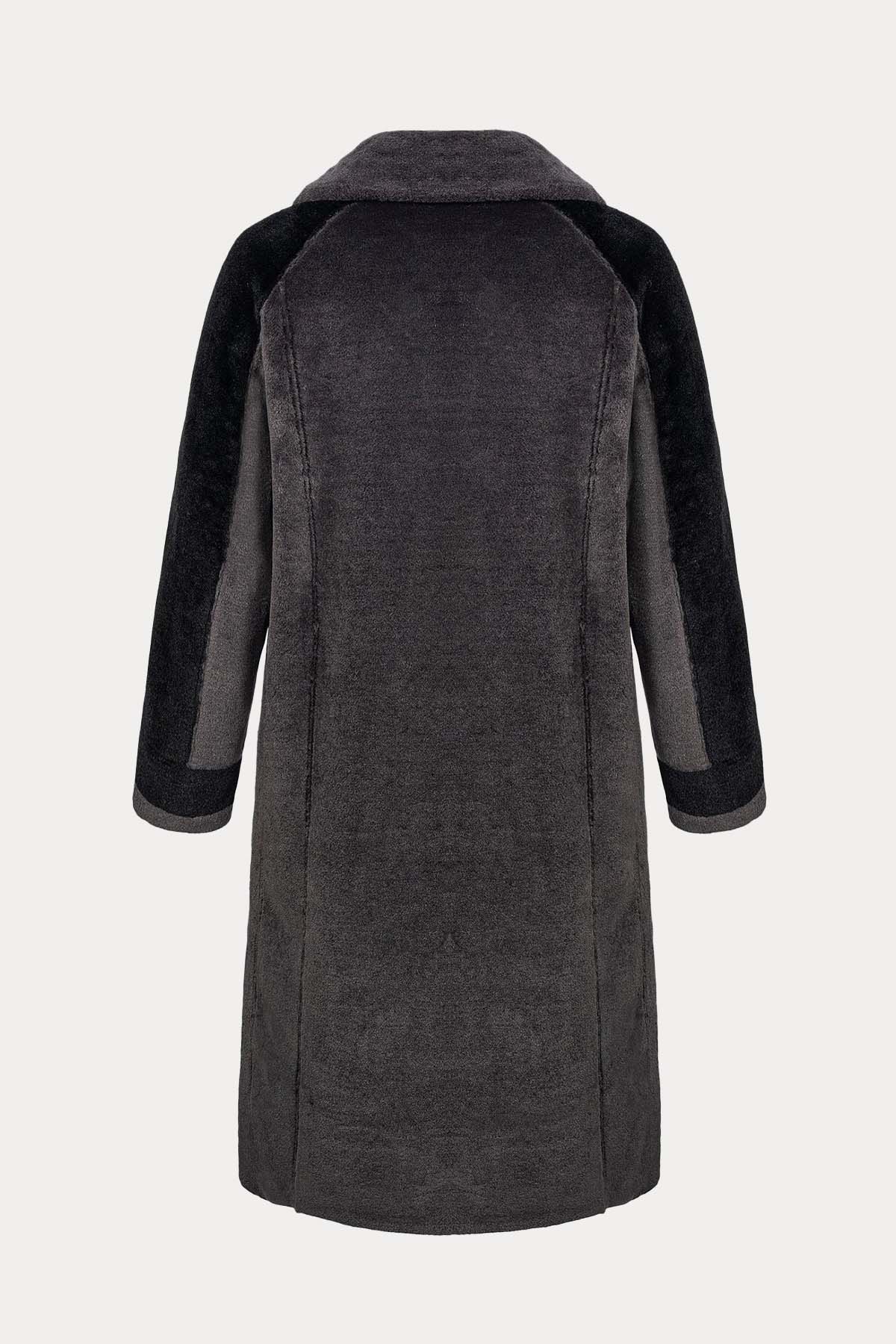 Urbancode Çift Taraflı Eko Kürklü Deri Manto-Libas Trendy Fashion Store