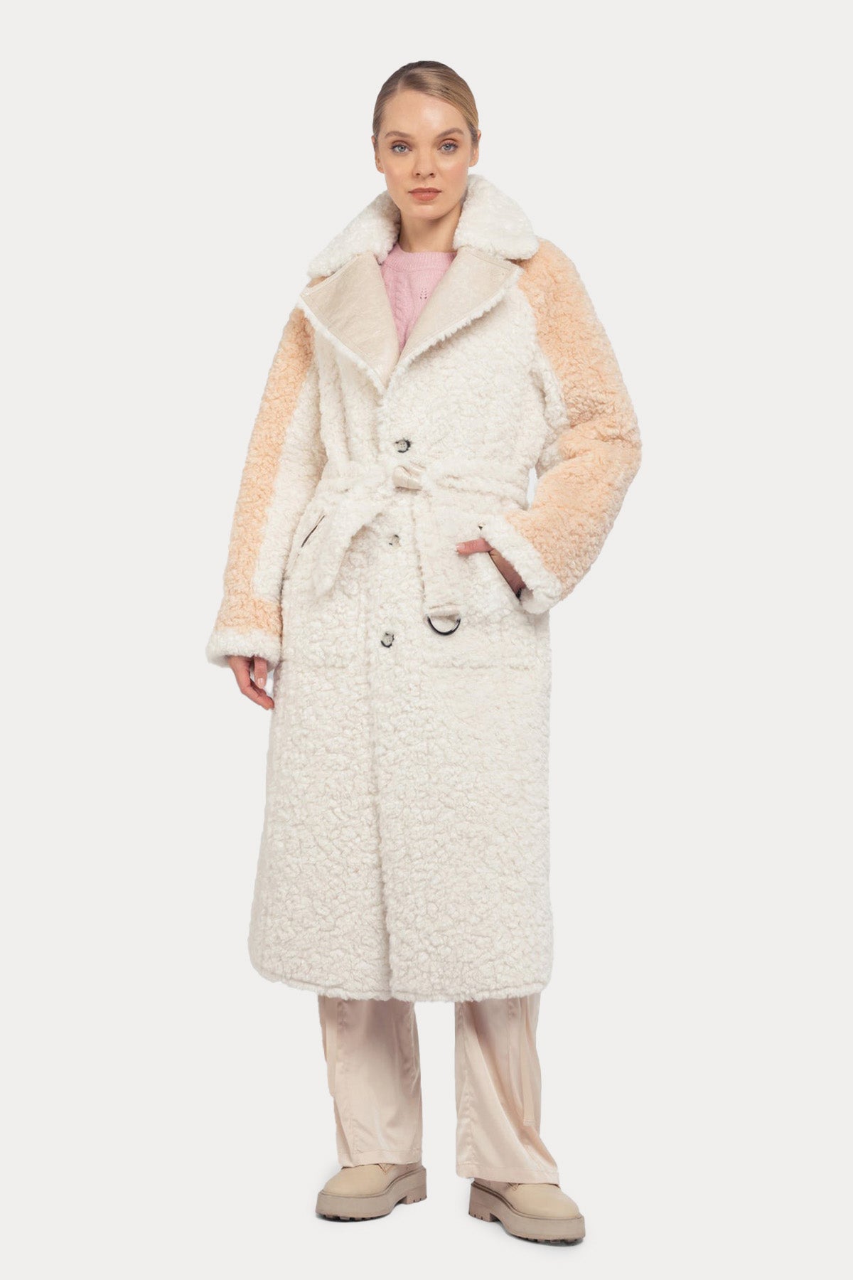 Urbancode Çift Taraflı Eko Kürklü Deri Manto-Libas Trendy Fashion Store