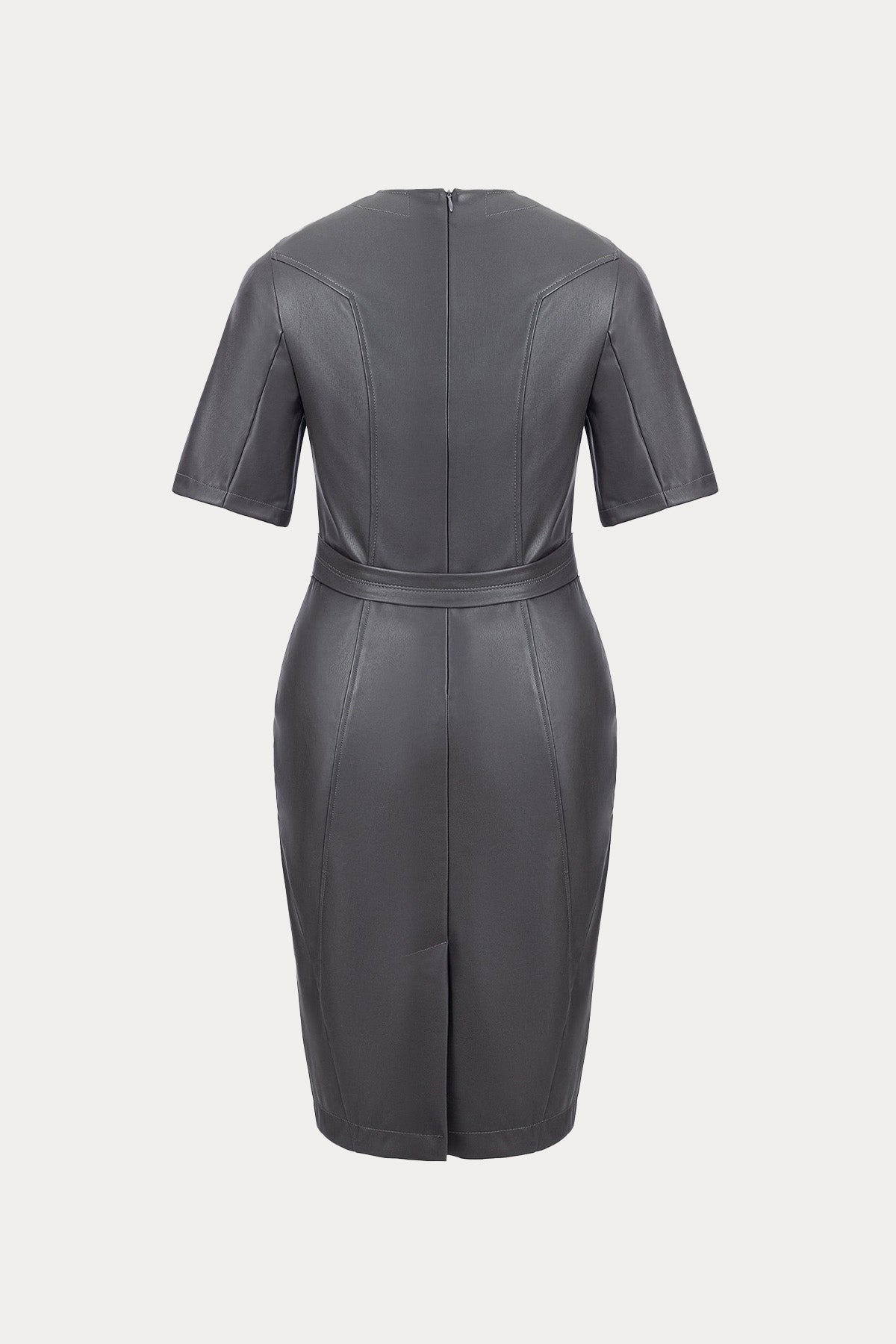 Urbancode Kemerli Midi Deri Elbise-Libas Trendy Fashion Store