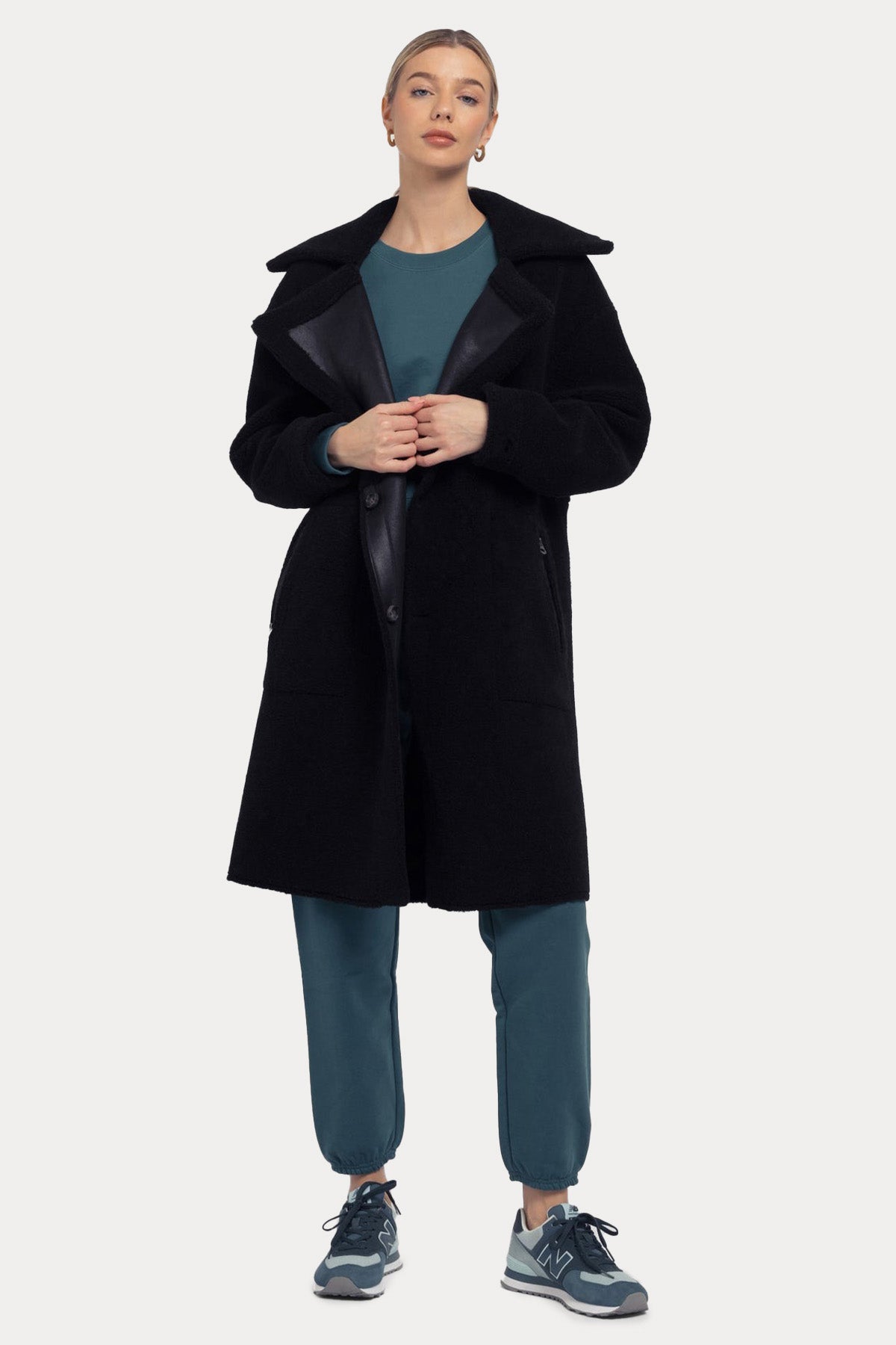 Urbancode Çift Taraflı Eko Kürklü Deri Manto-Libas Trendy Fashion Store