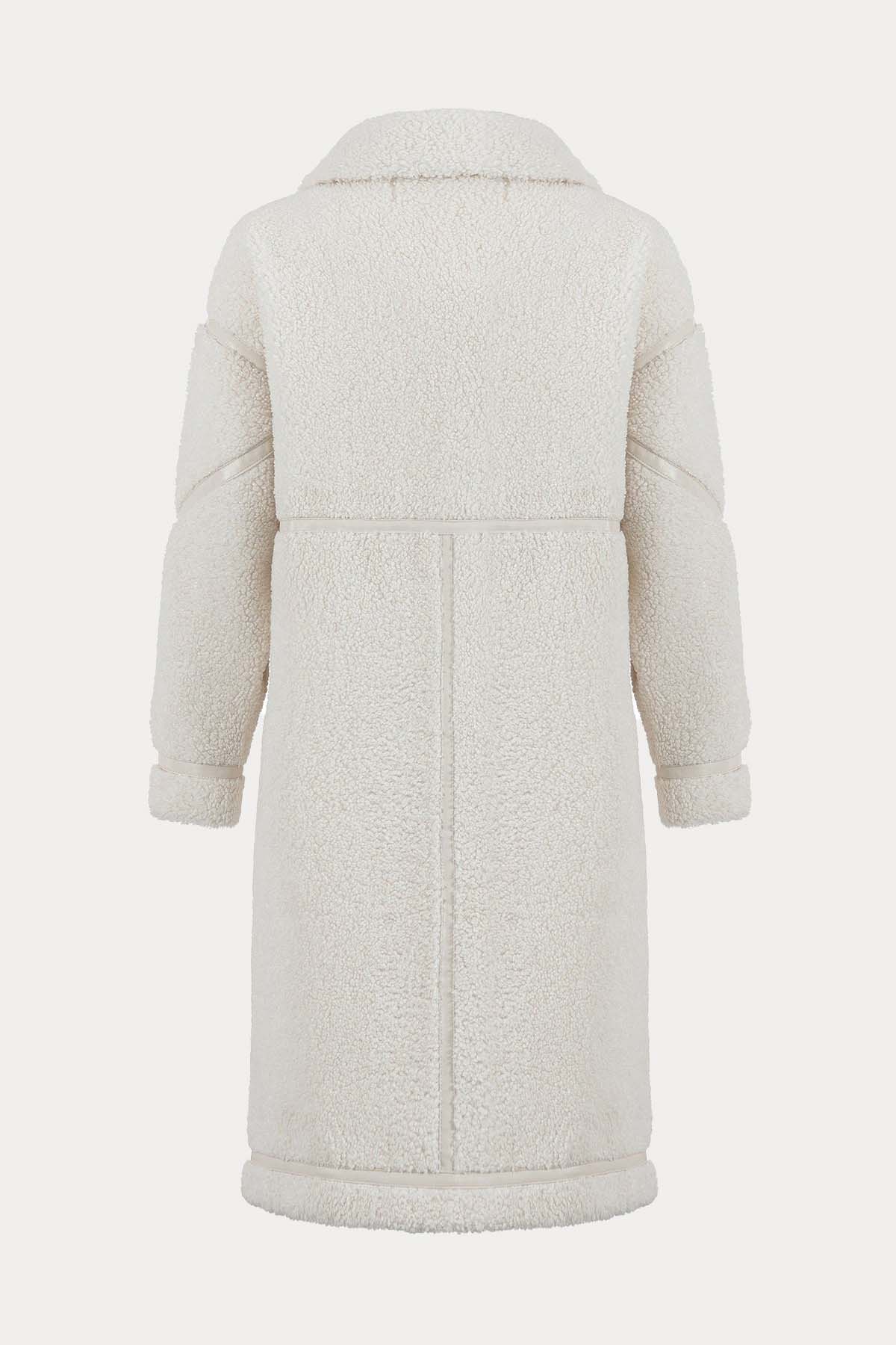 Urbancode Eko Kürklü Deri Detaylı Manto-Libas Trendy Fashion Store