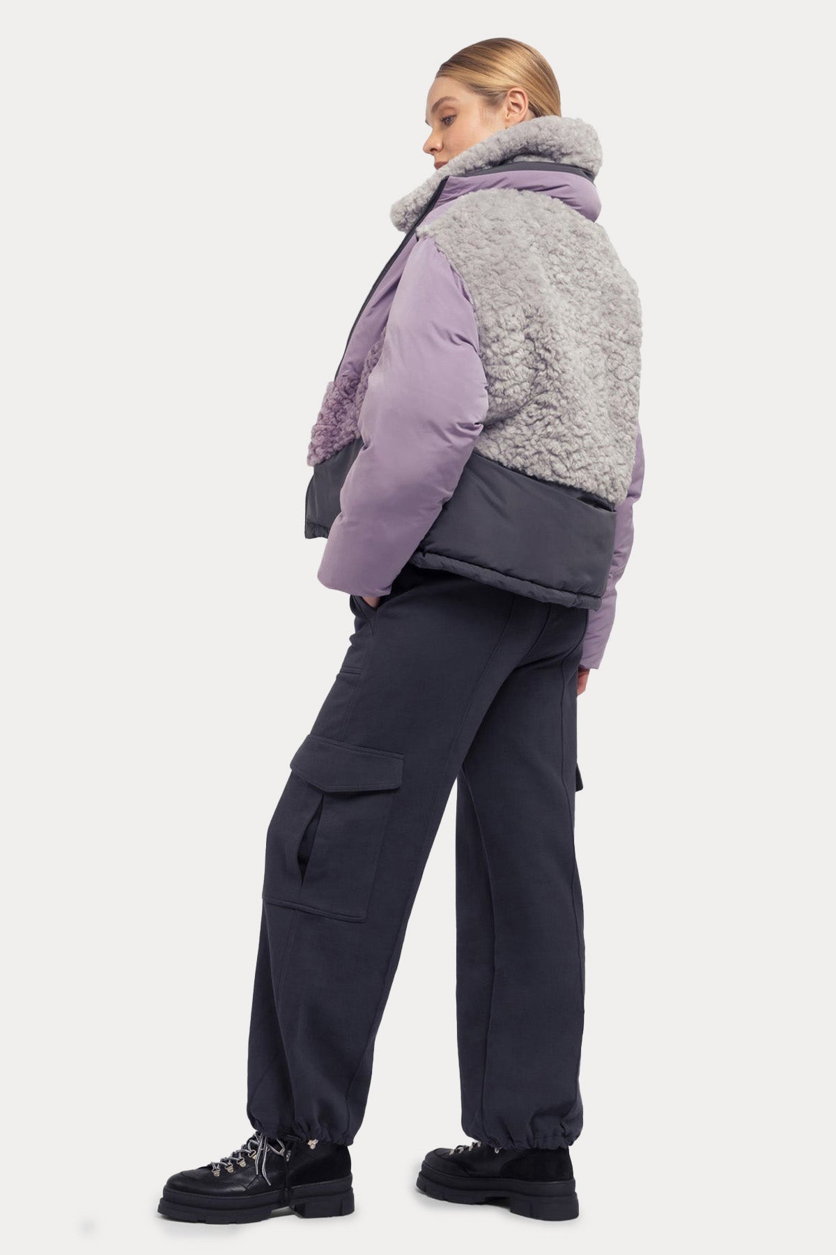 Urbancode Çift Taraflı Eko Kürklü Deri Detaylı Puffer Mont-Libas Trendy Fashion Store