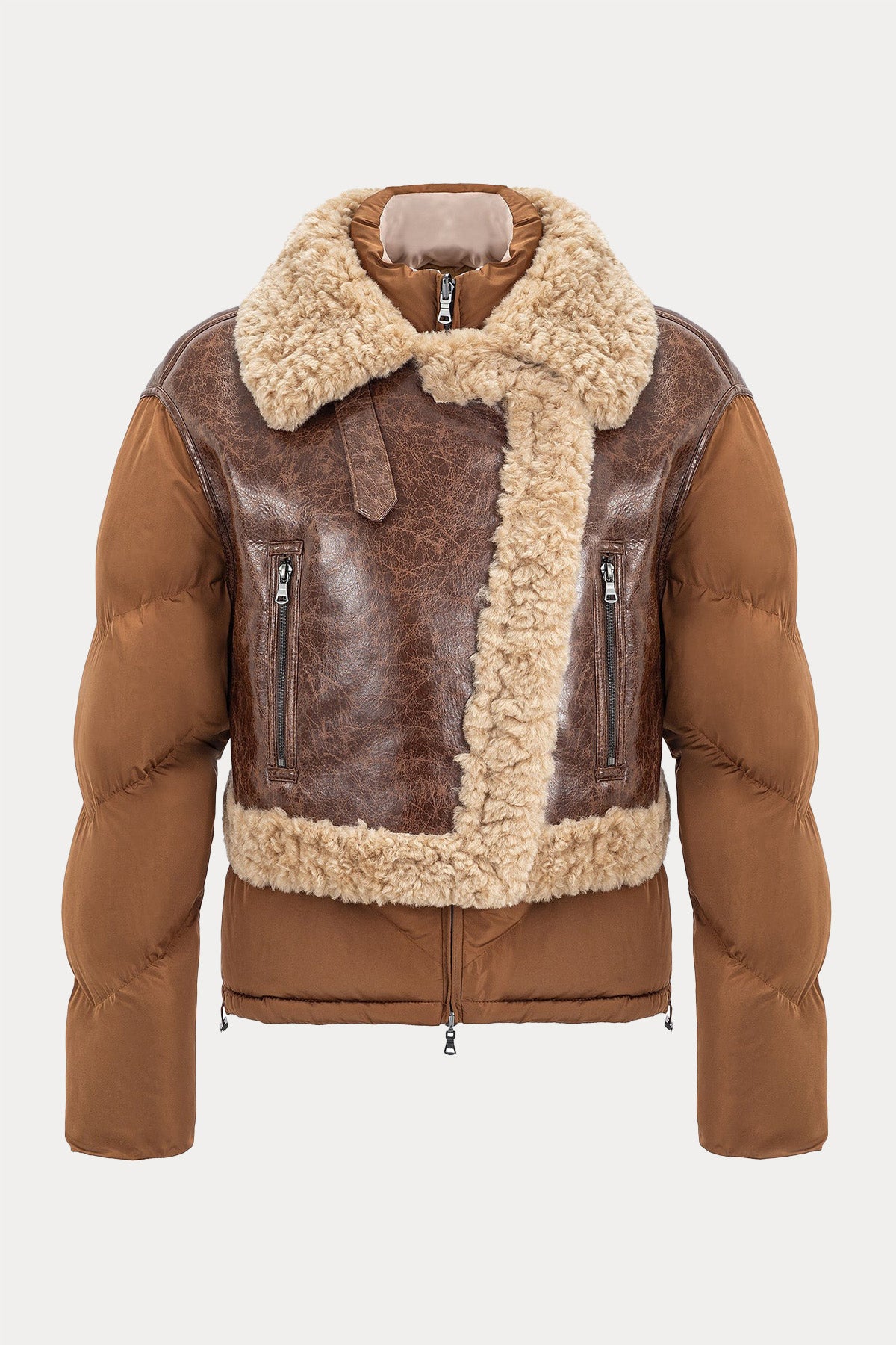 Urbancode Çift Taraflı Eko Kürklü Deri Detaylı Puffer Mont-Libas Trendy Fashion Store