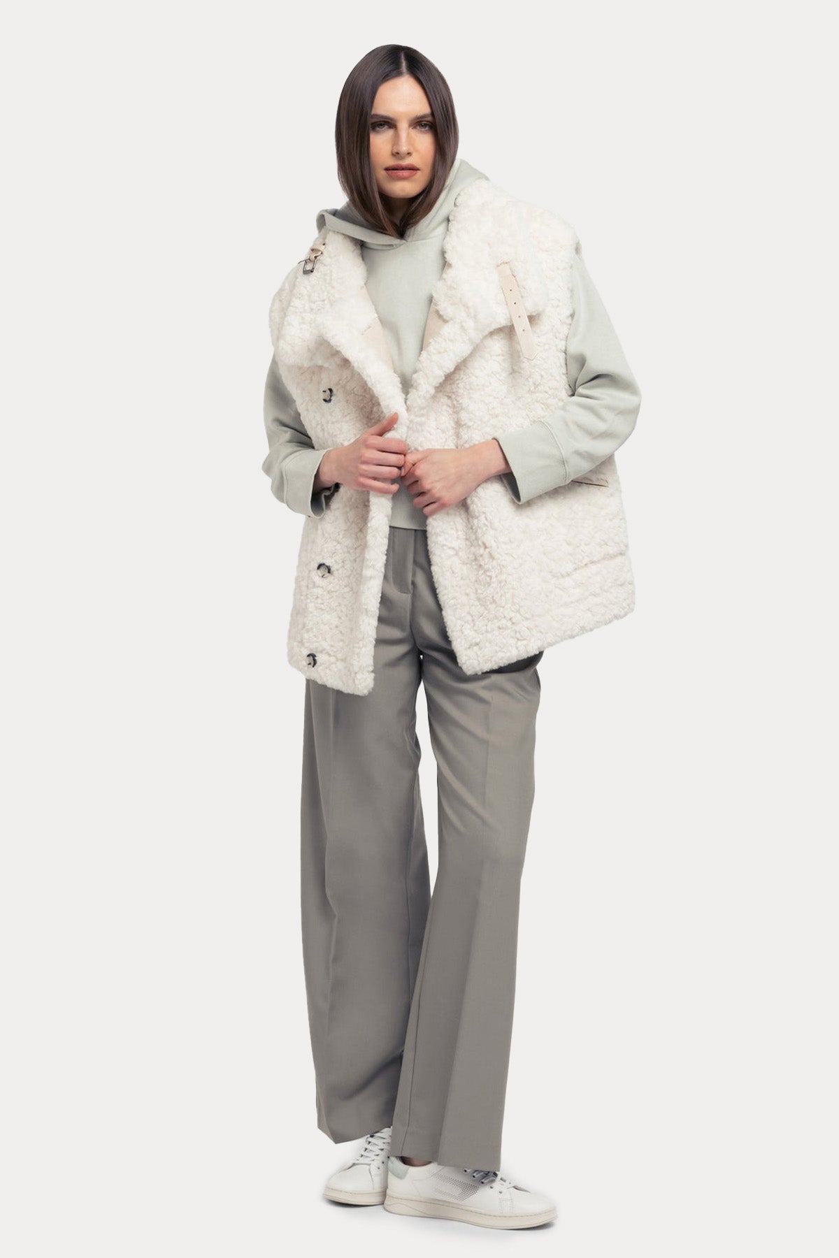 Urbancode Çift Taraflı Eko Kürklü Deri Yelek-Libas Trendy Fashion Store