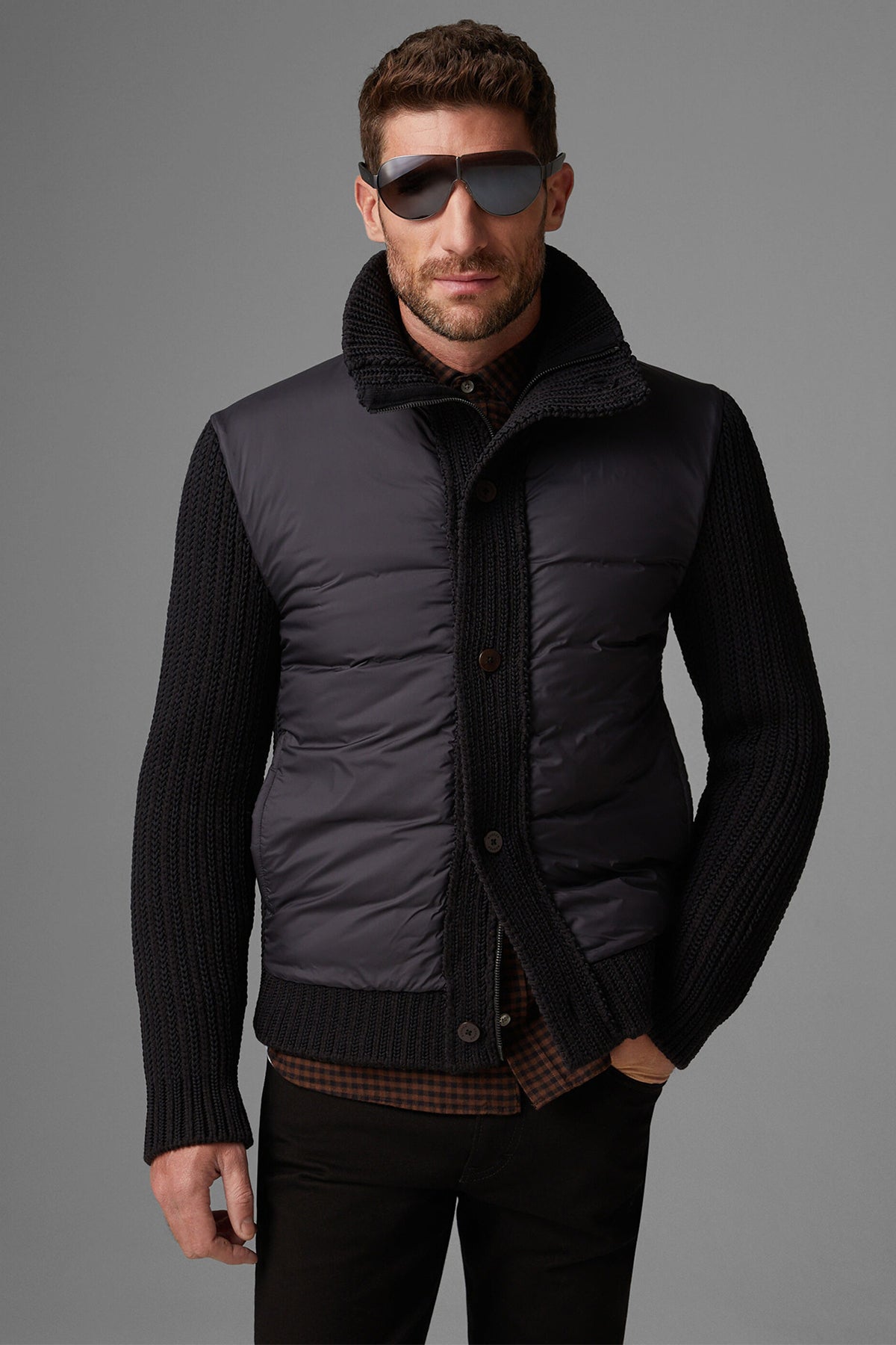 Bogner Pelle Dolgulu Dik Yaka Triko Ceket-Libas Trendy Fashion Store