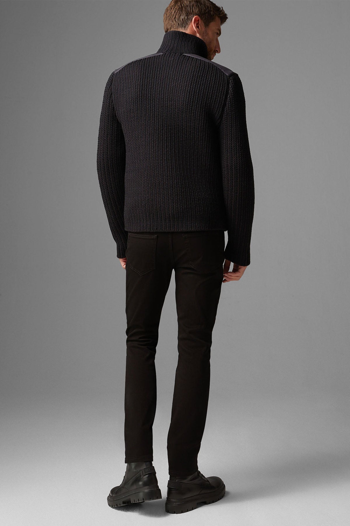 Bogner Pelle Dolgulu Dik Yaka Triko Ceket-Libas Trendy Fashion Store