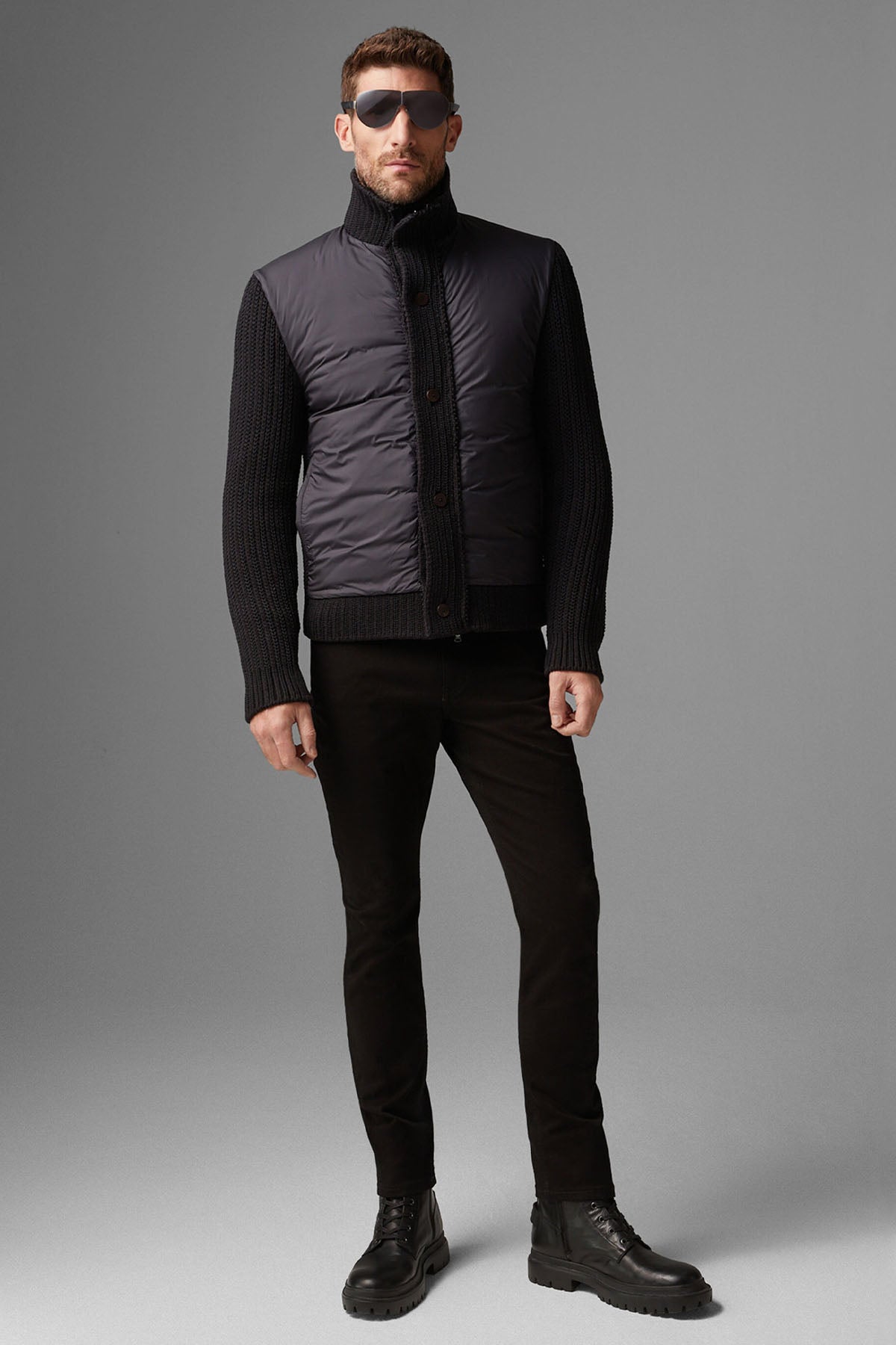 Bogner Pelle Dolgulu Dik Yaka Triko Ceket-Libas Trendy Fashion Store