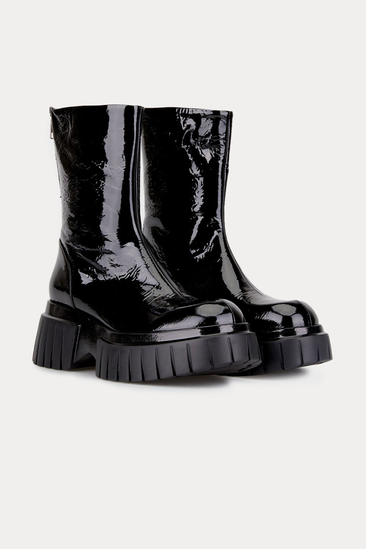 Fruit Fermuarlı Parlak Deri Bot-Libas Trendy Fashion Store