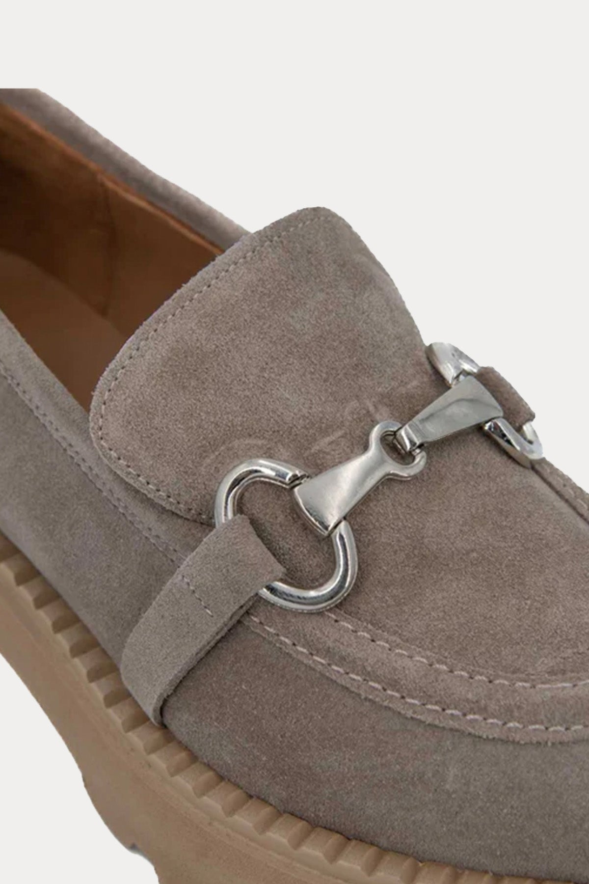 Albano Metal Tokalı Süet Loafer Ayakkabı-Libas Trendy Fashion Store