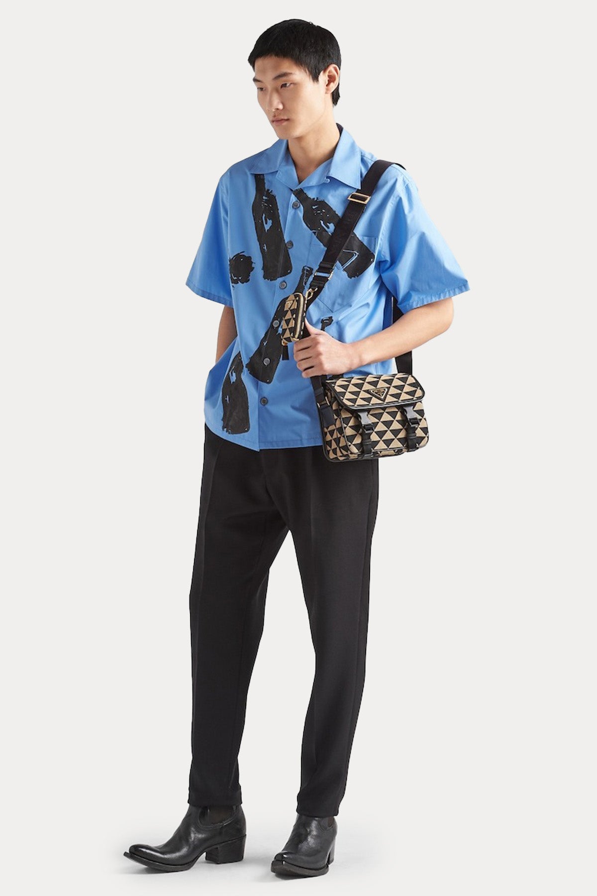 Prada Üçgen Desenli Çapraz Çanta-Libas Trendy Fashion Store