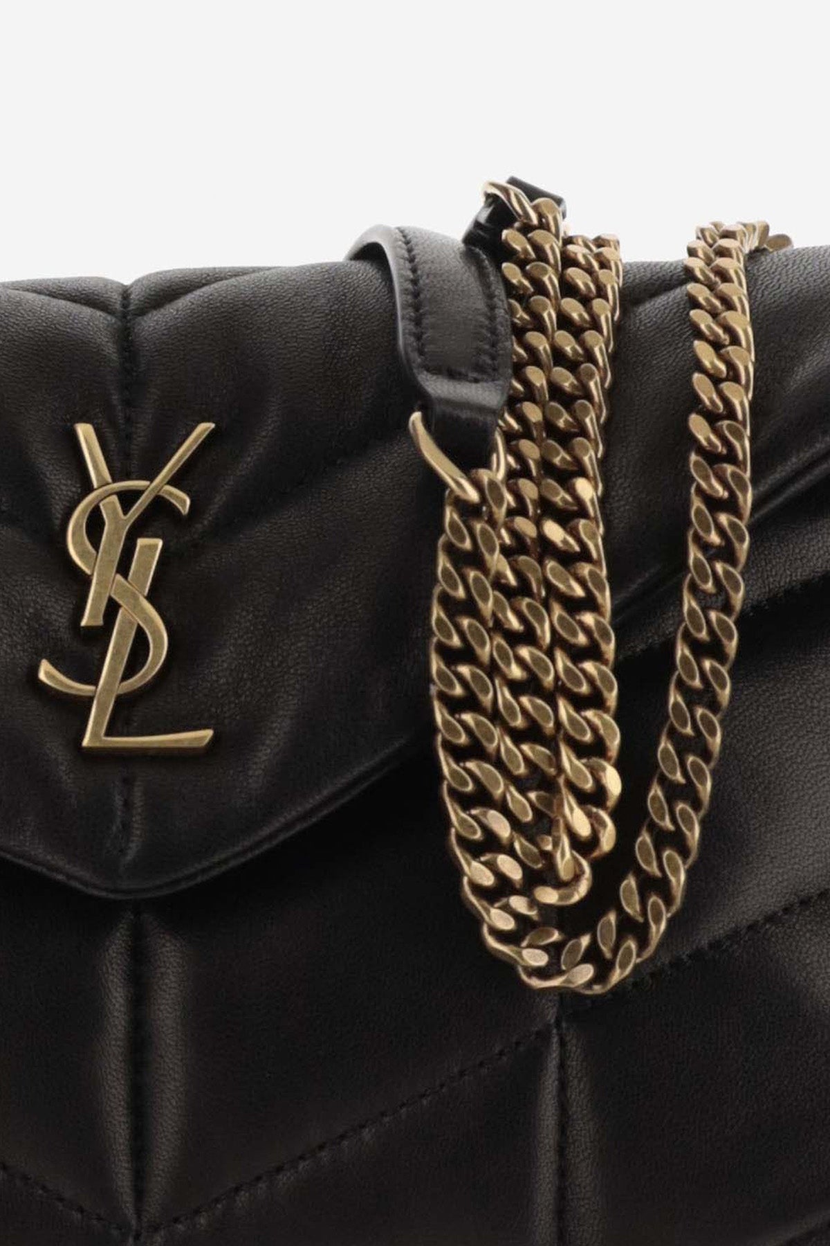 Saint Laurent Gold Zincir Askılı Kapitone Deri Omuz Çantası-Libas Trendy Fashion Store