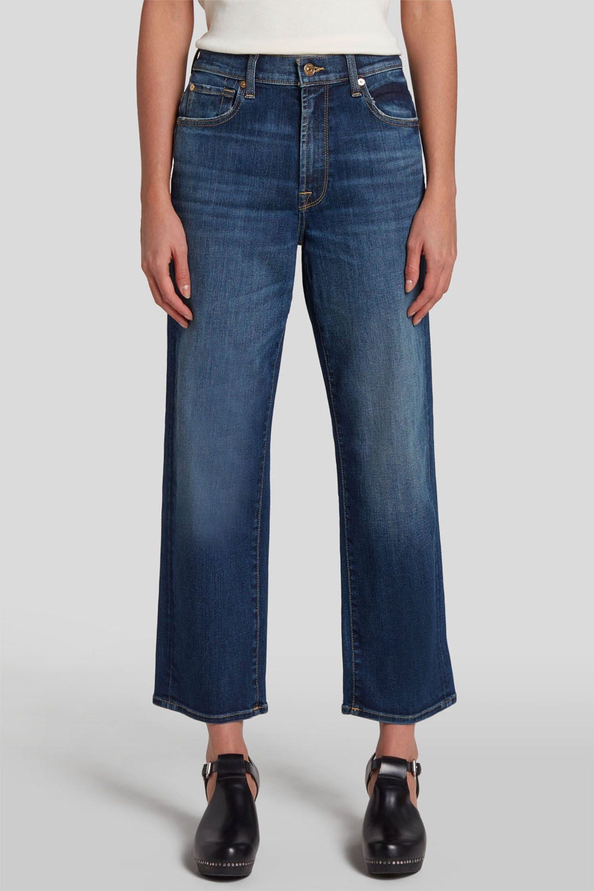 7 For All Mankind Modern Straight Fit Crop Paça Jeans-Libas Trendy Fashion Store