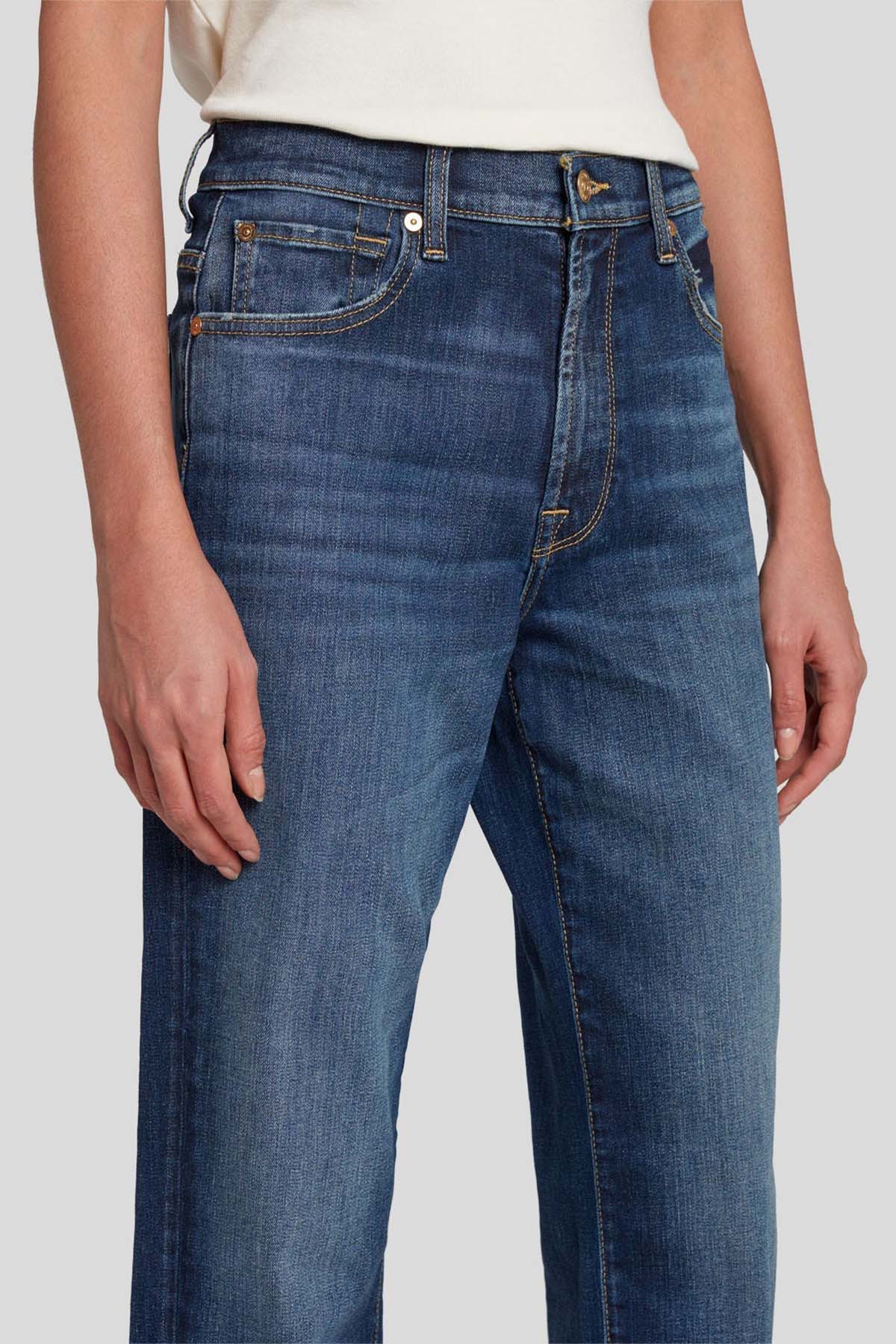 7 For All Mankind Modern Straight Fit Crop Paça Jeans-Libas Trendy Fashion Store