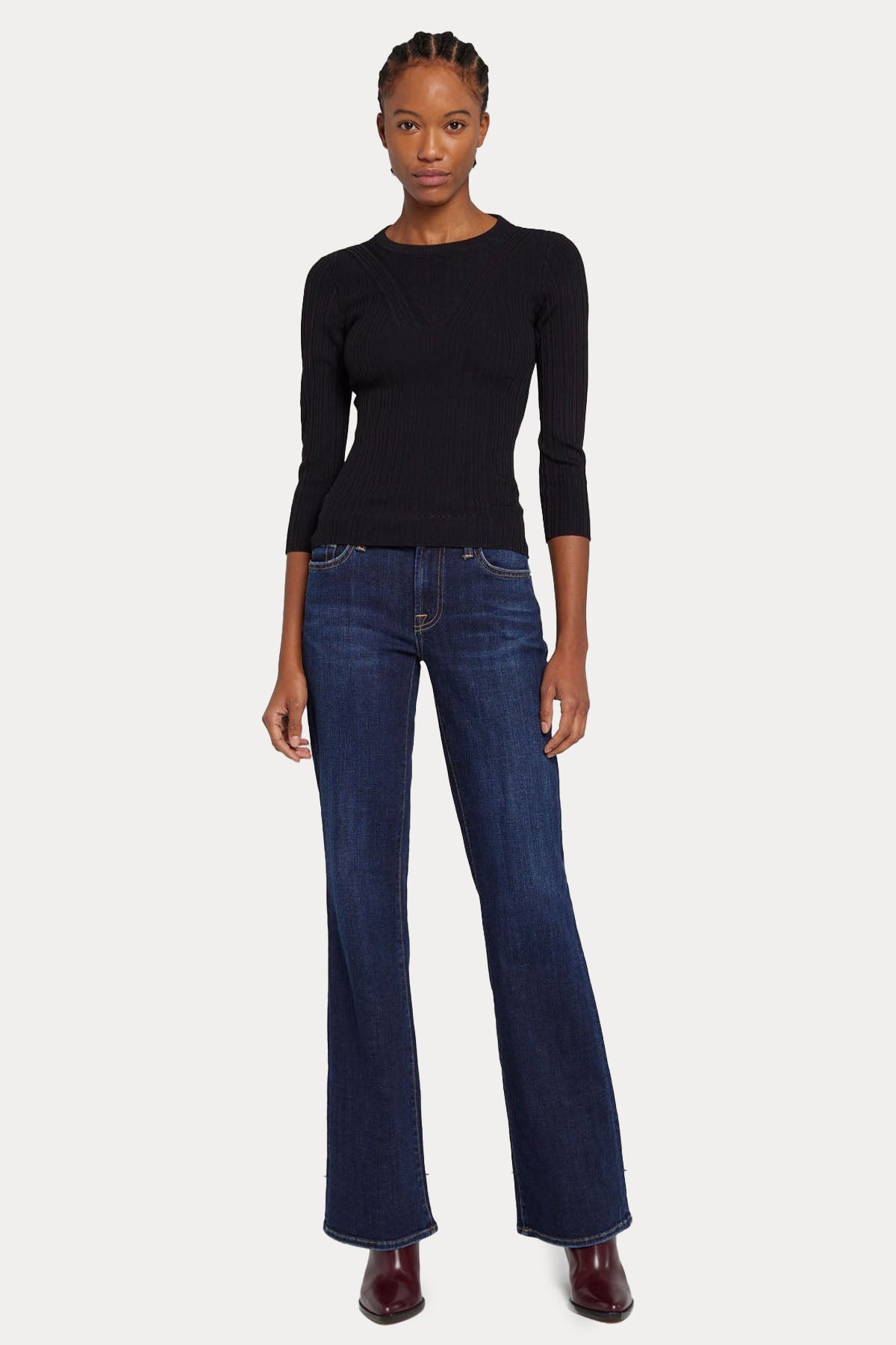 7 For All Mankind Yuvarlak Yaka İnce Örgü Triko-Libas Trendy Fashion Store