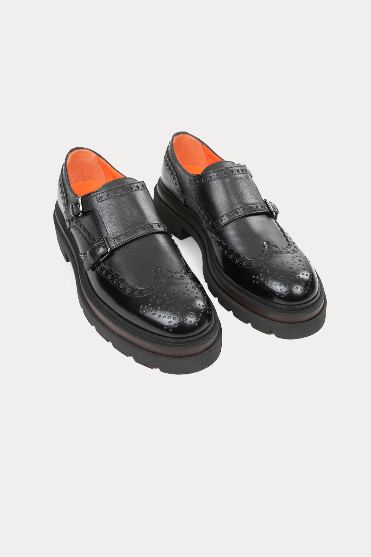 Santoni Çift Tokalı Deri Loafer Ayakkabı-Libas Trendy Fashion Store