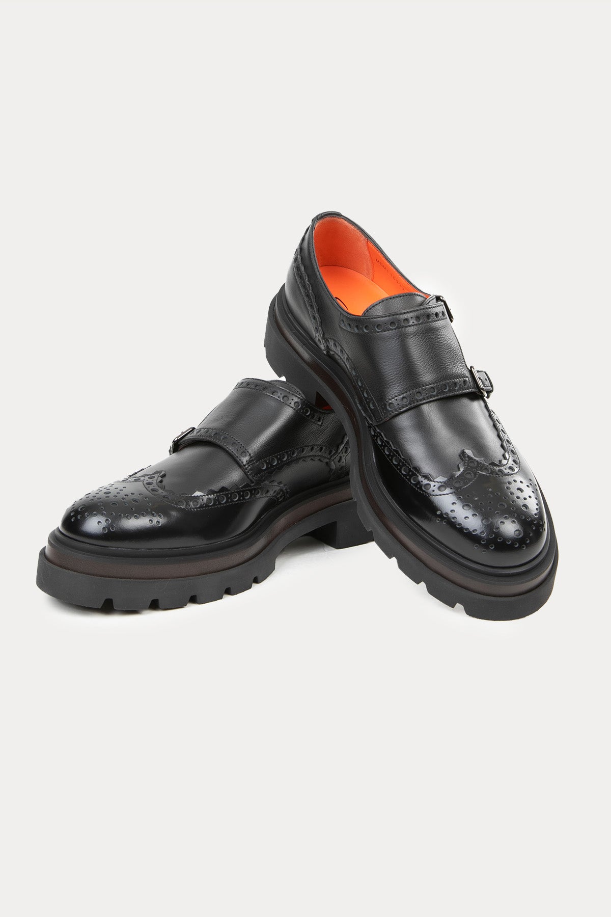 Santoni Çift Tokalı Deri Loafer Ayakkabı-Libas Trendy Fashion Store