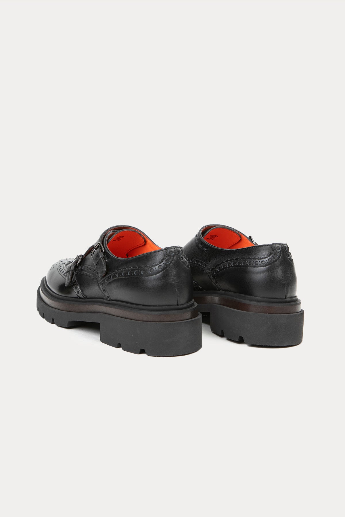 Santoni Çift Tokalı Deri Loafer Ayakkabı-Libas Trendy Fashion Store