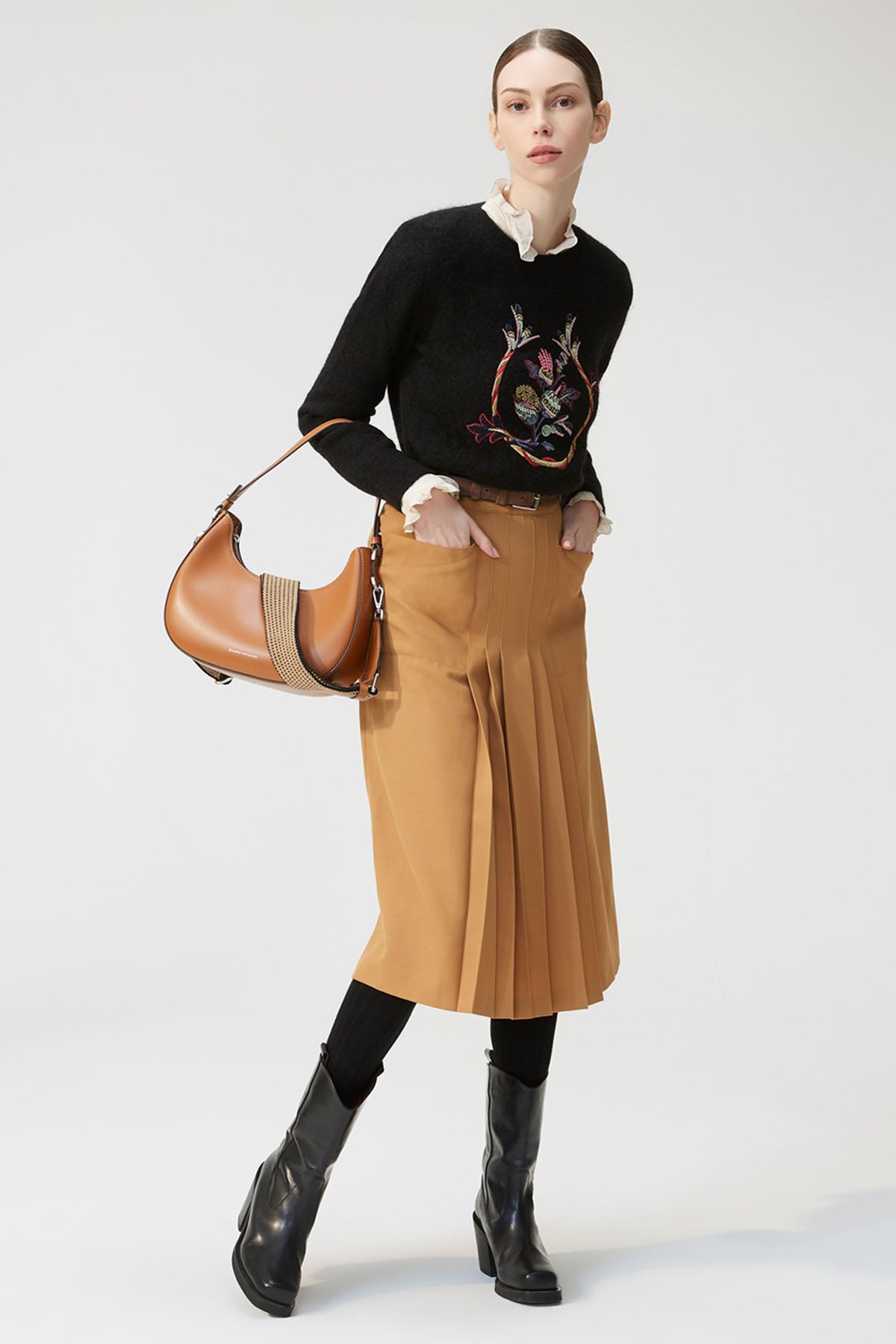 Gianni Chiarini Bianca Deri Omuz Çantası-Libas Trendy Fashion Store