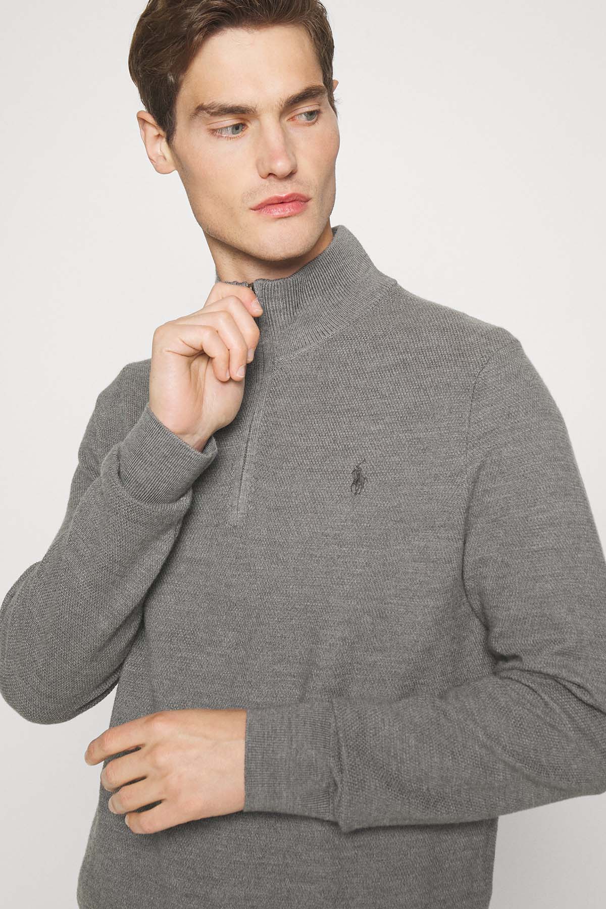 Polo Ralph Lauren Dik Yaka Yarım Fermuarlı Örgü Triko-Libas Trendy Fashion Store