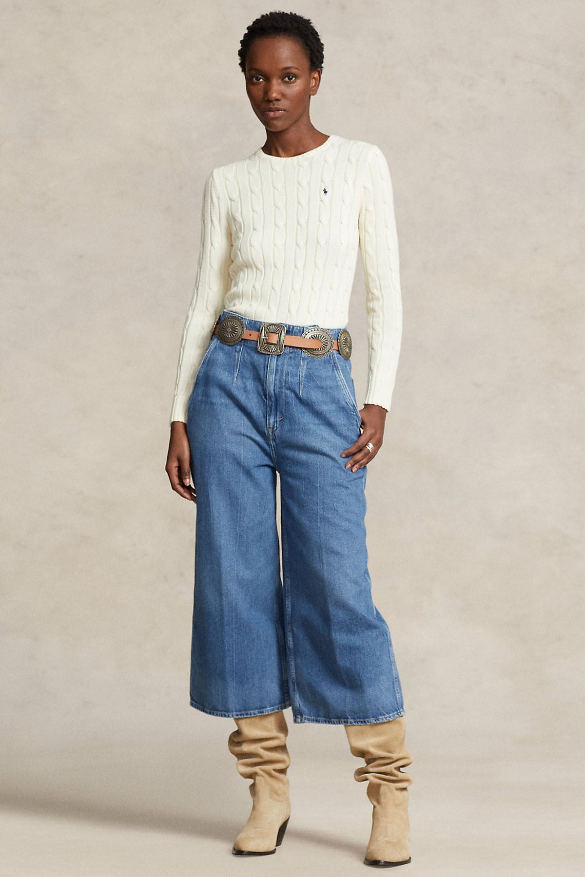 Polo Ralph Lauren Pima Cotton Slim Fit Yuvarlak Yaka Saç Örgü Triko-Libas Trendy Fashion Store