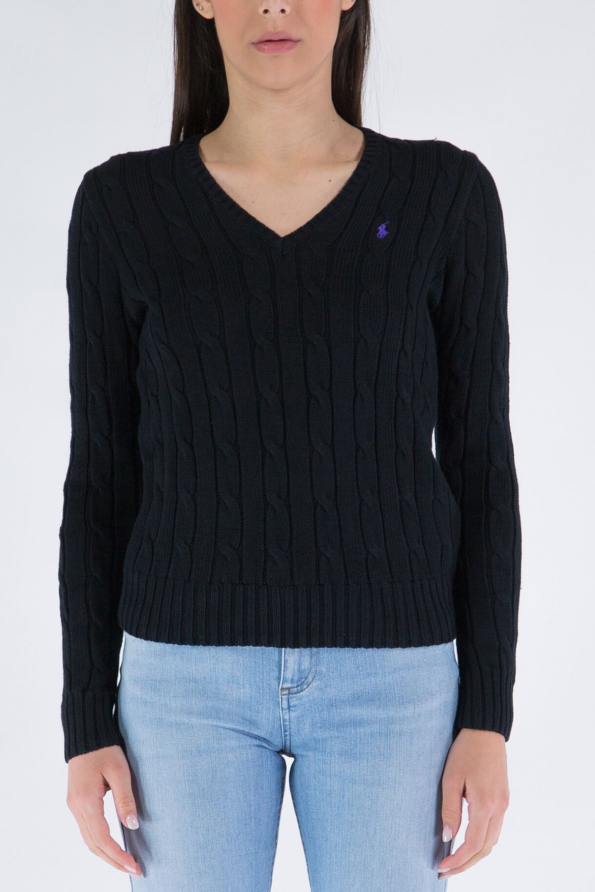 Polo Ralph Lauren Pima Cotton Slim Fit V Yaka Saç Örgü Triko-Libas Trendy Fashion Store