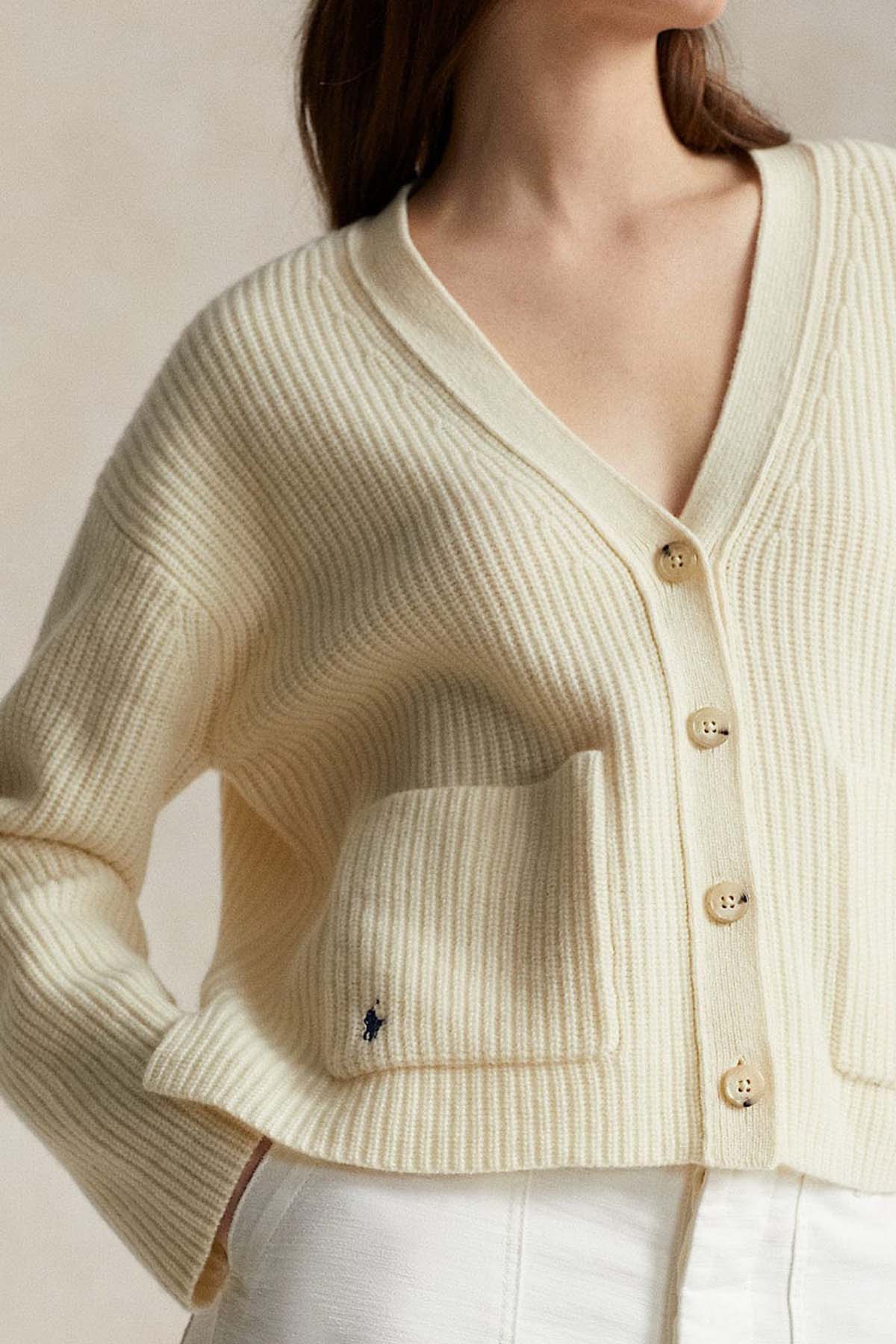 Polo Ralph Lauren V Yaka Kaşmirli Örgü Yün Triko Ceket-Libas Trendy Fashion Store