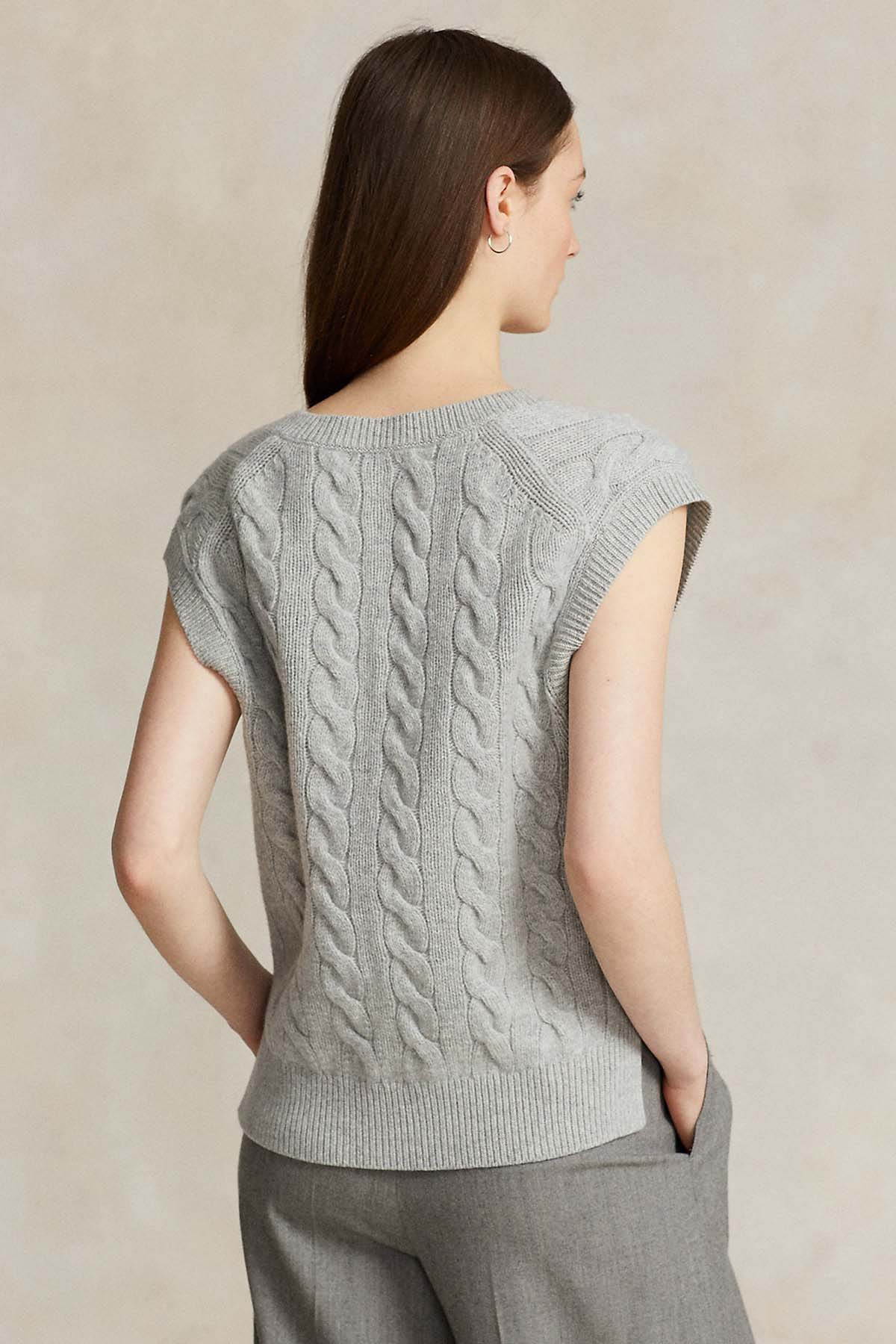 Polo Ralph Lauren V Yaka Kaşmirli Saç Örgü Yün Triko Yelek-Libas Trendy Fashion Store