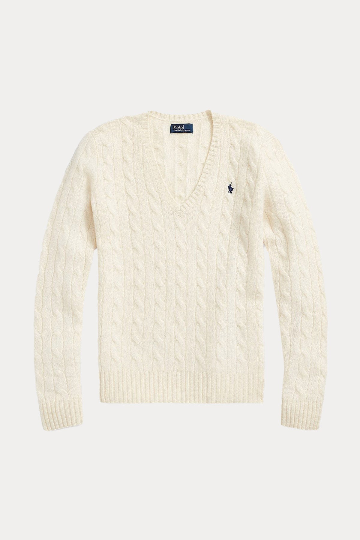 Polo Ralph Lauren Kaşmirli Slim Fit V Yaka Saç Örgü Yün Triko-Libas Trendy Fashion Store