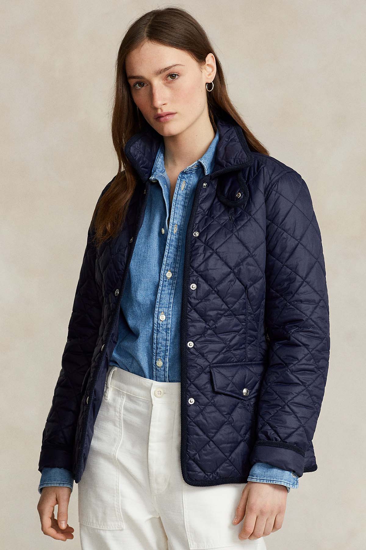 Polo Ralph Lauren Straight Fit Kapitone Desenli Mont Ceket-Libas Trendy Fashion Store