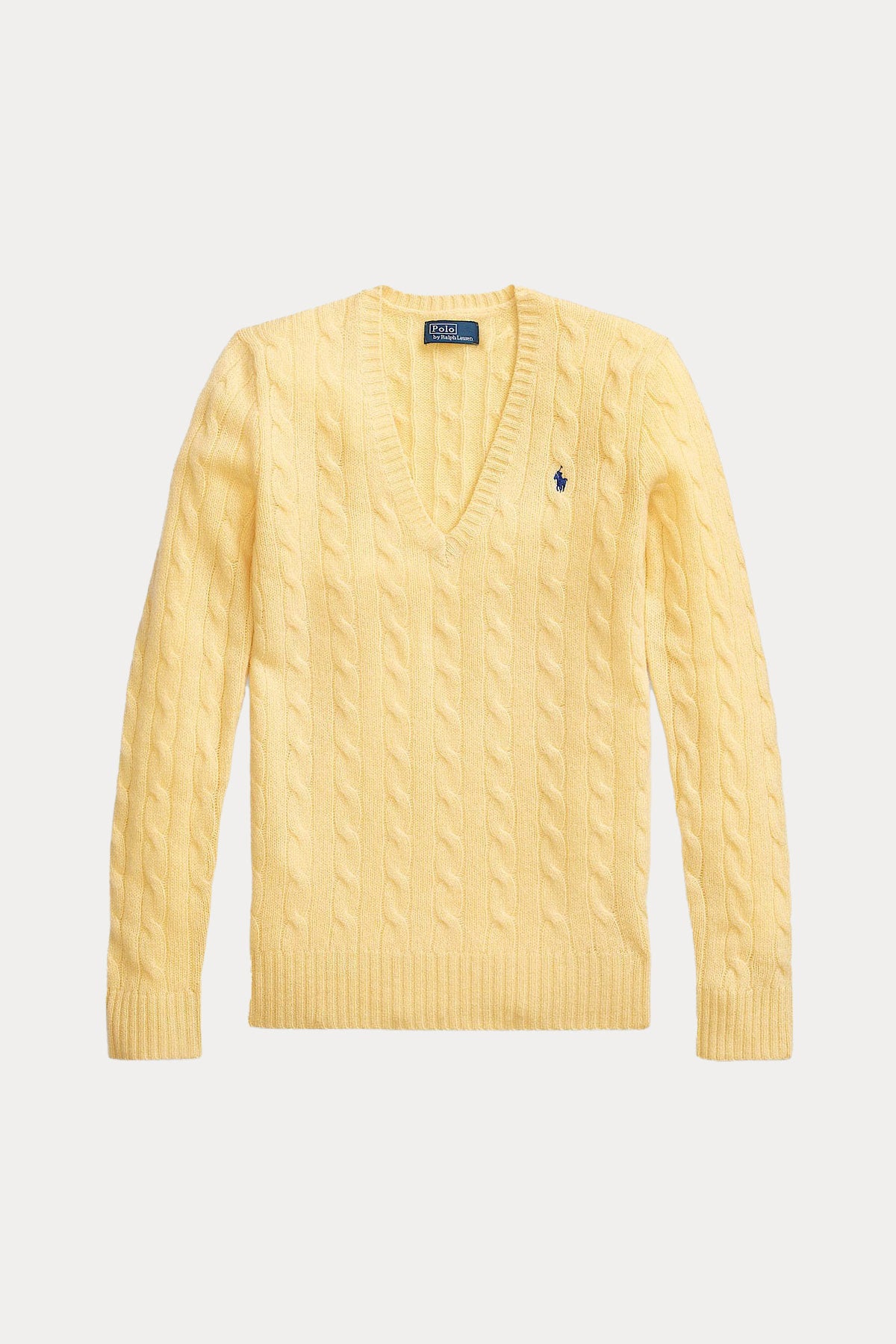 Polo Ralph Lauren Kaşmirli Slim Fit V Yaka Saç Örgü Yün Triko-Libas Trendy Fashion Store