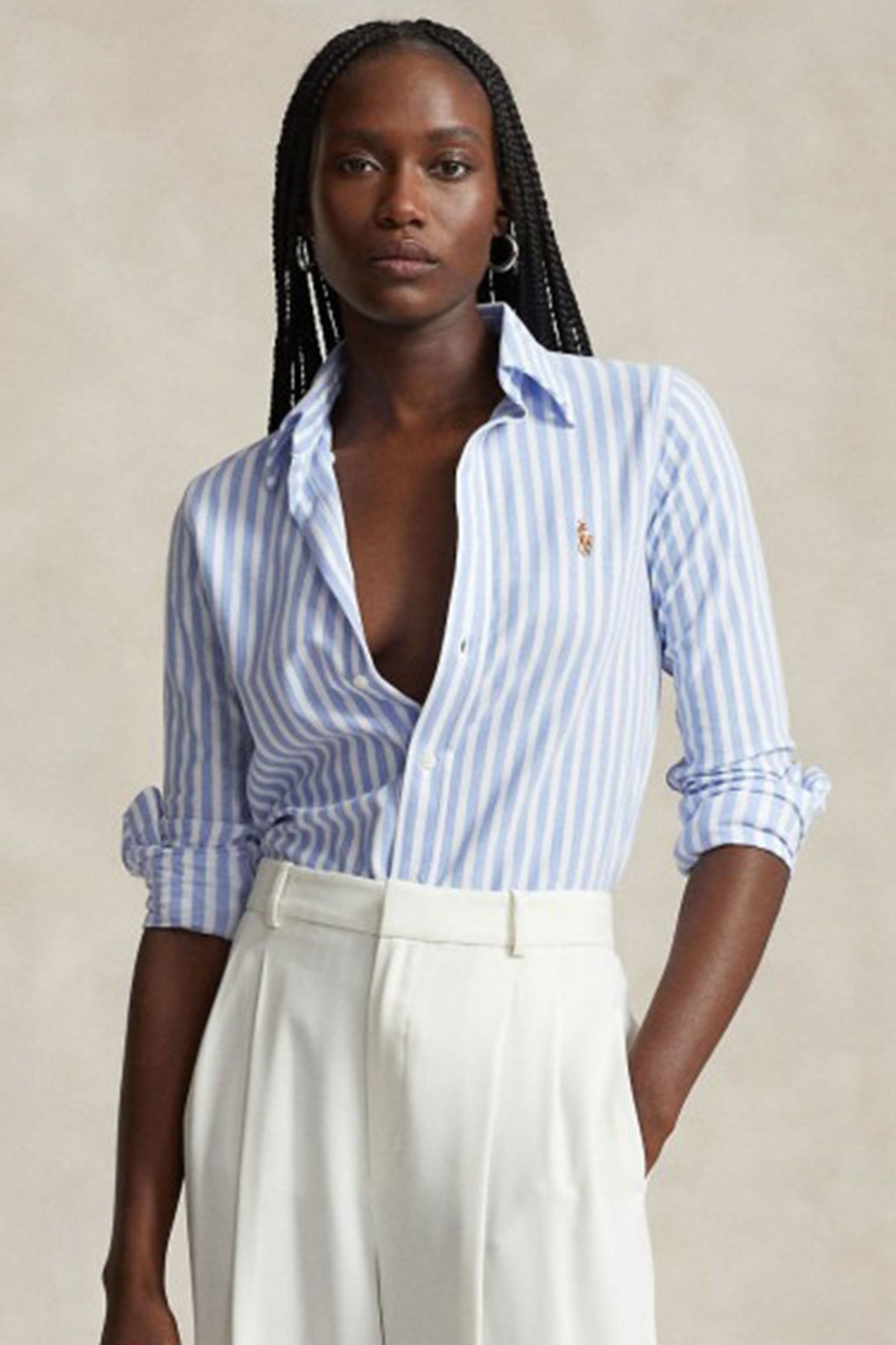 Polo Ralph Lauren Çizgili Knit Oxford Gömlek-Libas Trendy Fashion Store