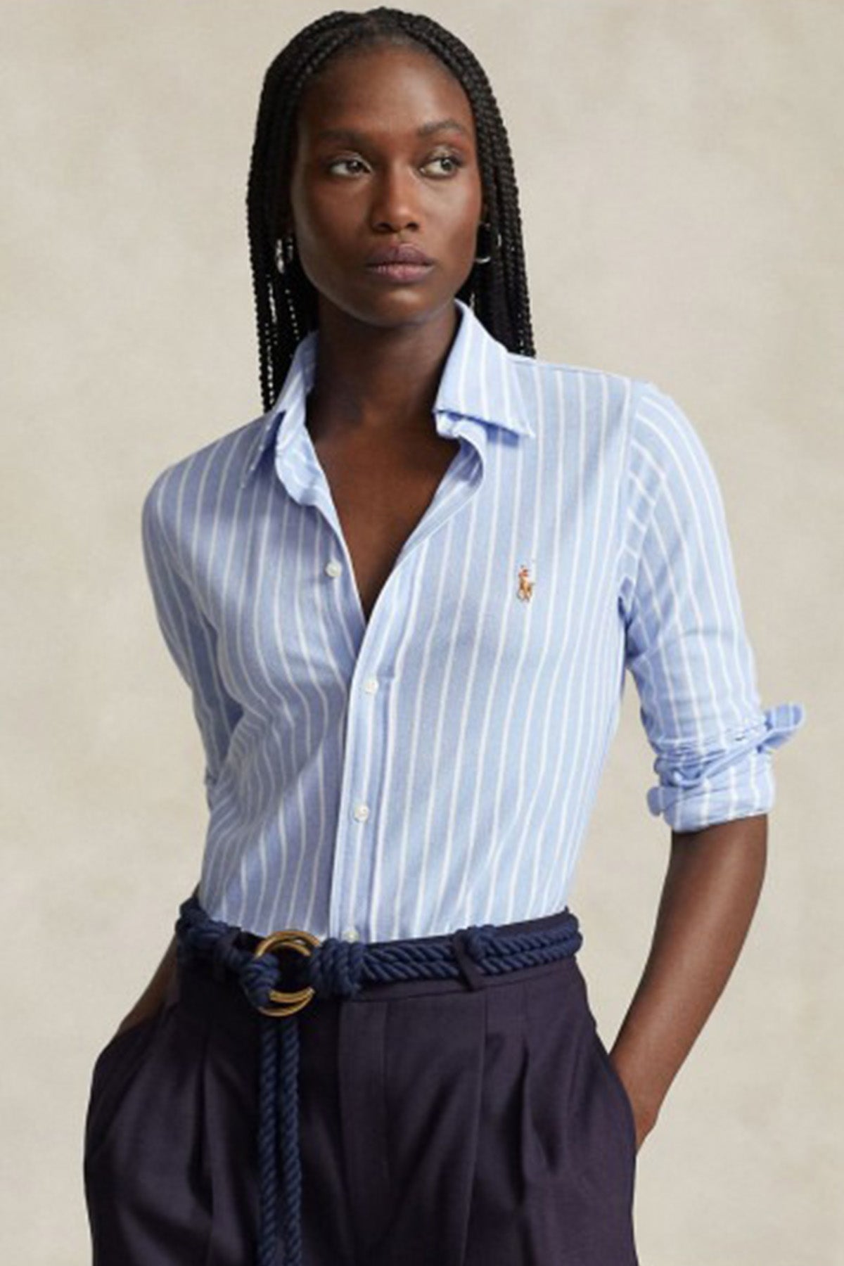 Polo Ralph Lauren Çizgili Knit Oxford Gömlek-Libas Trendy Fashion Store