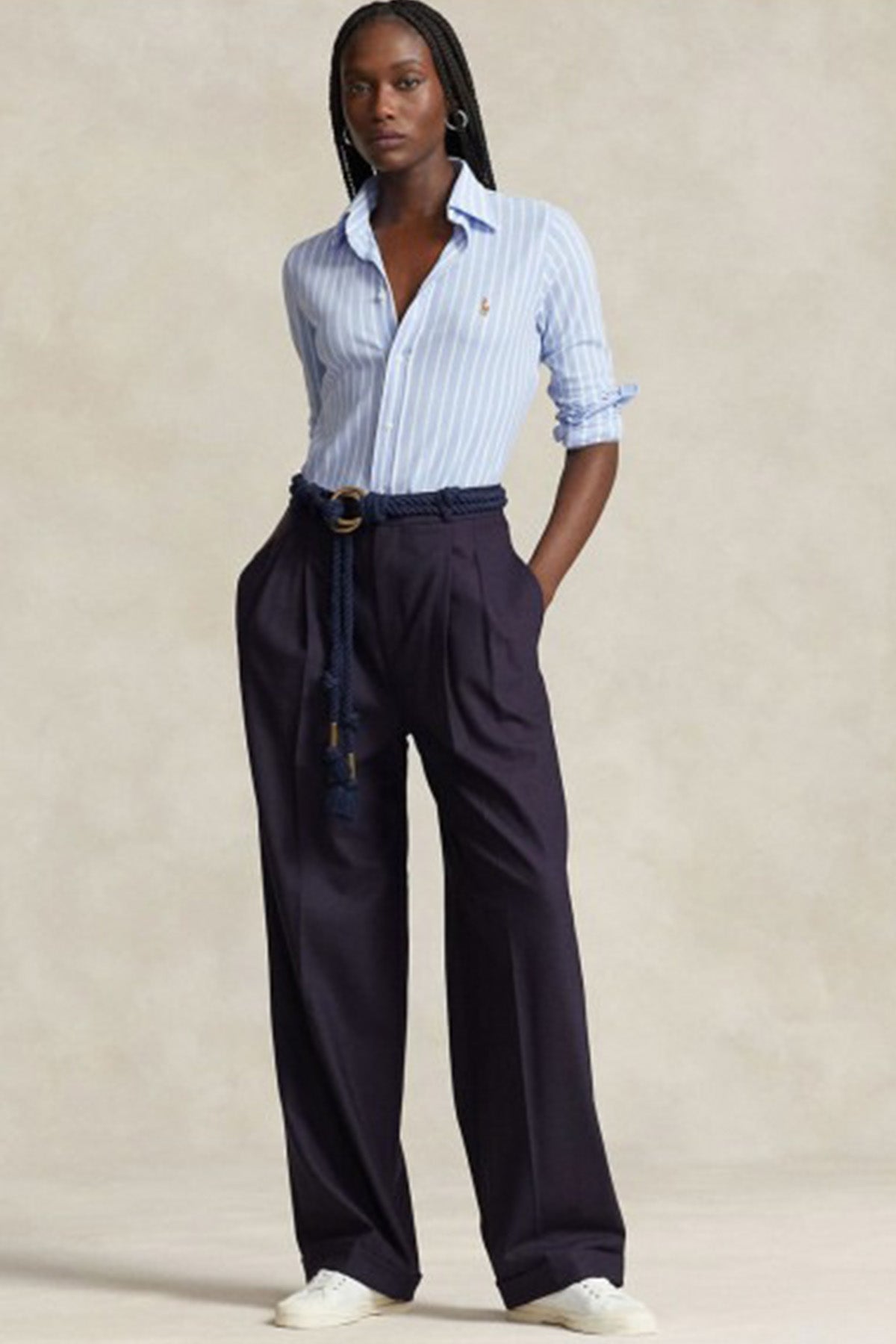 Polo Ralph Lauren Çizgili Knit Oxford Gömlek-Libas Trendy Fashion Store