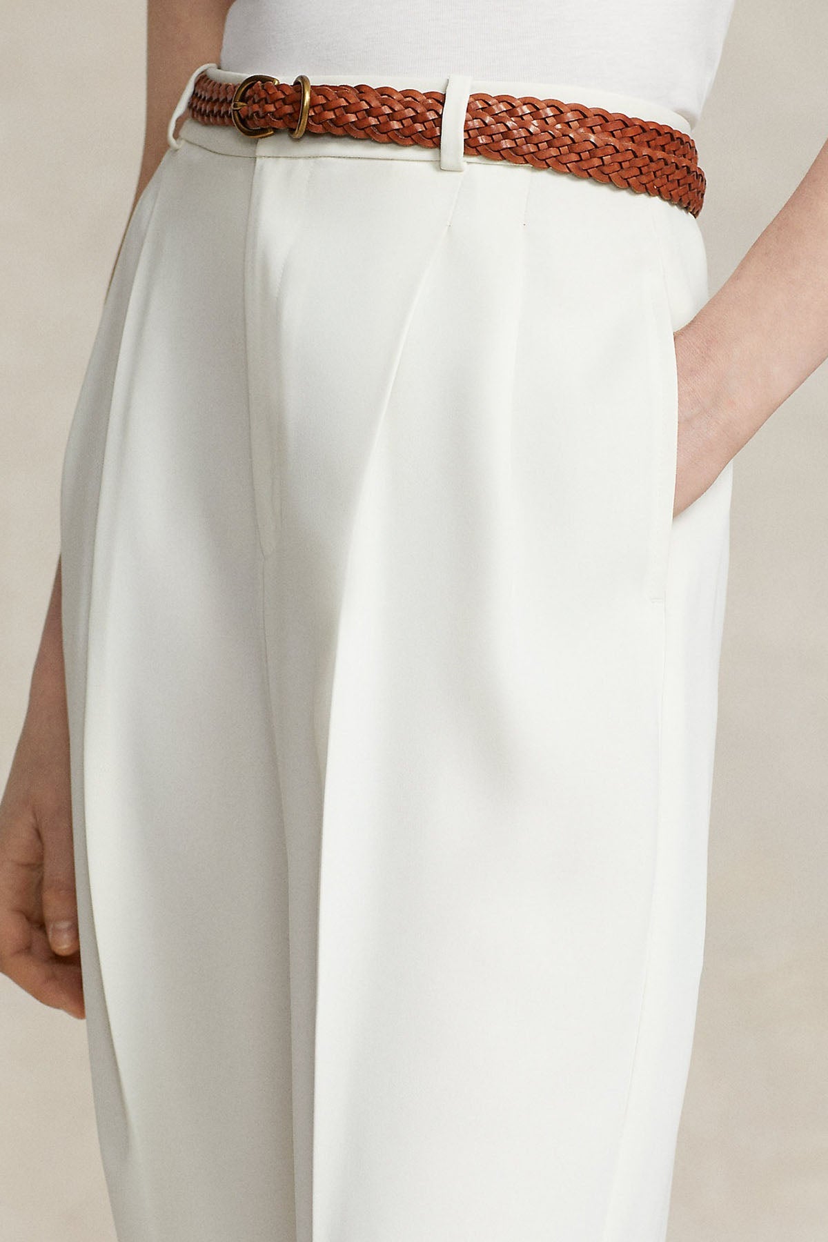 Polo Ralph Lauren Yüksek Bel Tek Pile Duble Paça Pantolon