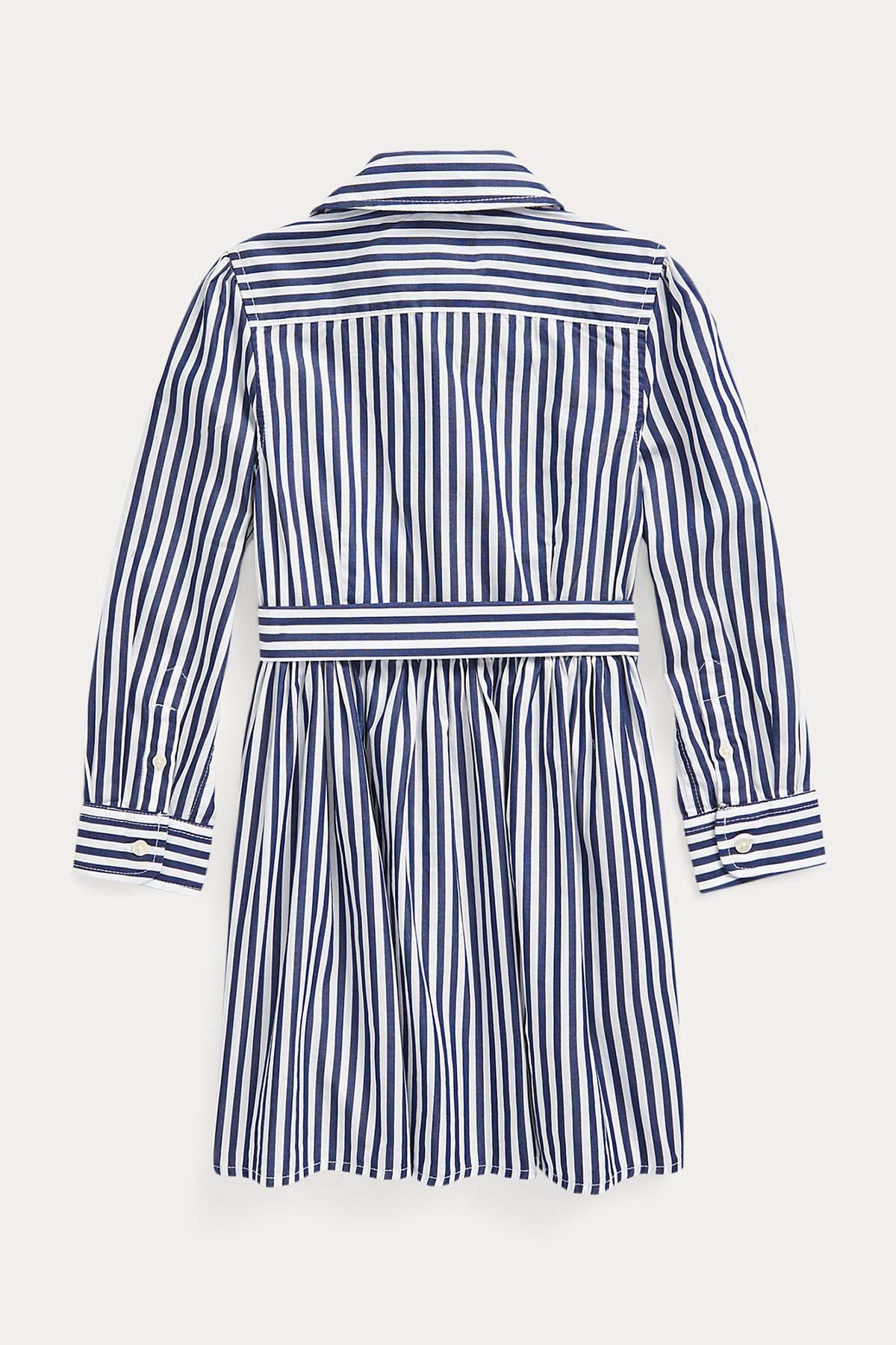 Polo Ralph Lauren Kids 2-4 Yaş Kız Çocuk Kemerli Çizgili Gömlek Elbise-Libas Trendy Fashion Store