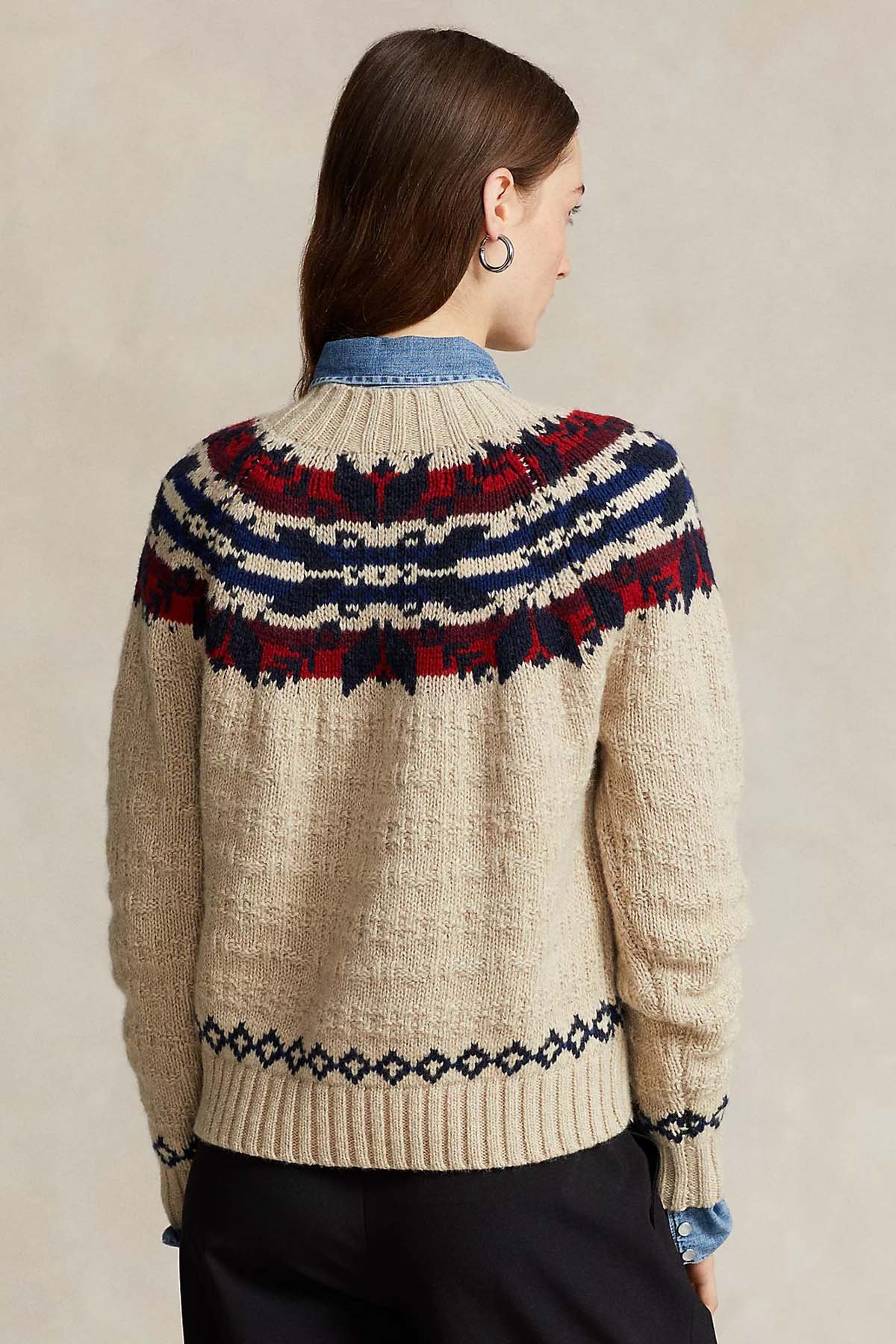 Polo Ralph Lauren Fire Isle Desenli Ketenli Yün Örgü Triko-Libas Trendy Fashion Store