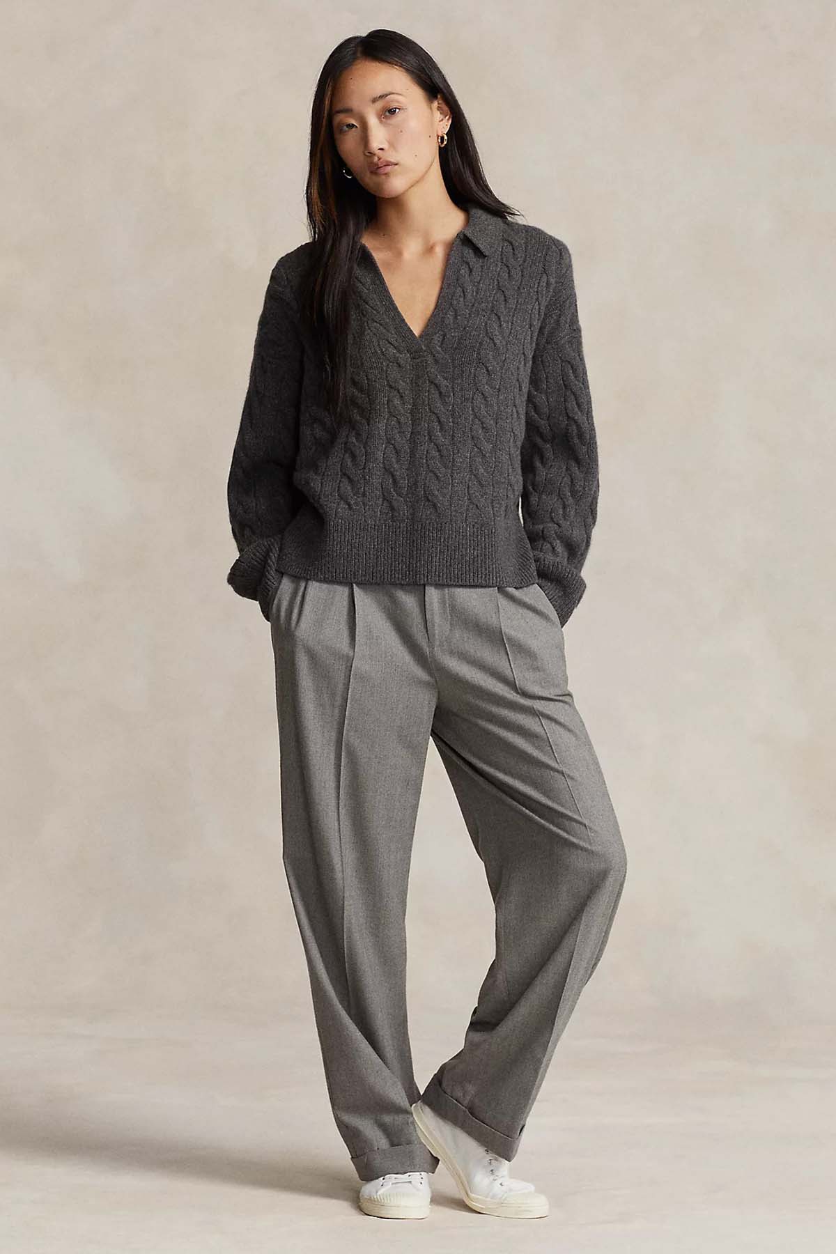 Polo Ralph Lauren Polo Yaka Saç Örgü Kaşmirli Yün Triko-Libas Trendy Fashion Store