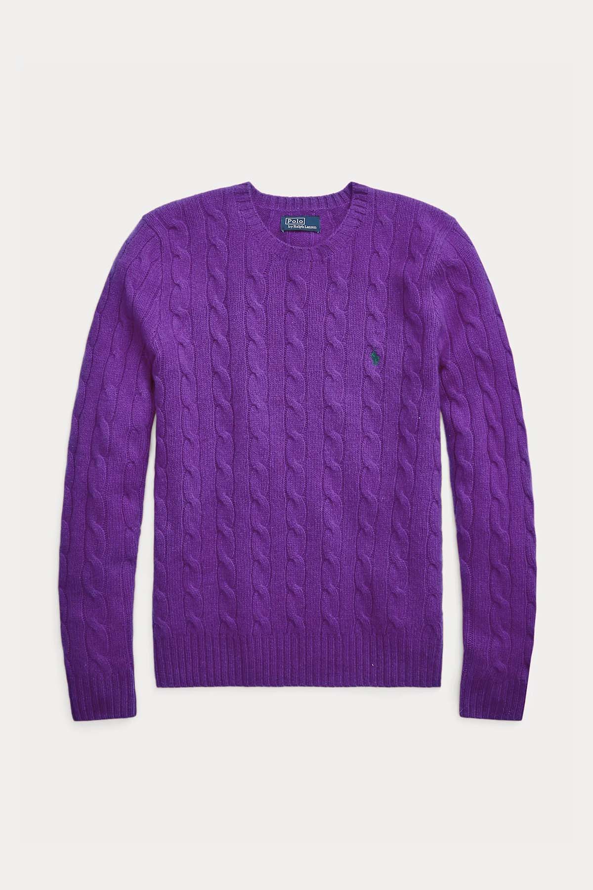 Polo Ralph Lauren Kaşmirli Slim Fit Yuvarlak Yaka Saç Örgü Yün Triko-Libas Trendy Fashion Store