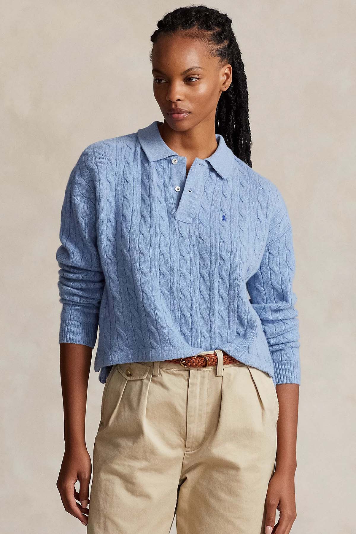 Polo Ralph Lauren Polo Yaka Saç Örgü Kaşmirli Yün Triko-Libas Trendy Fashion Store