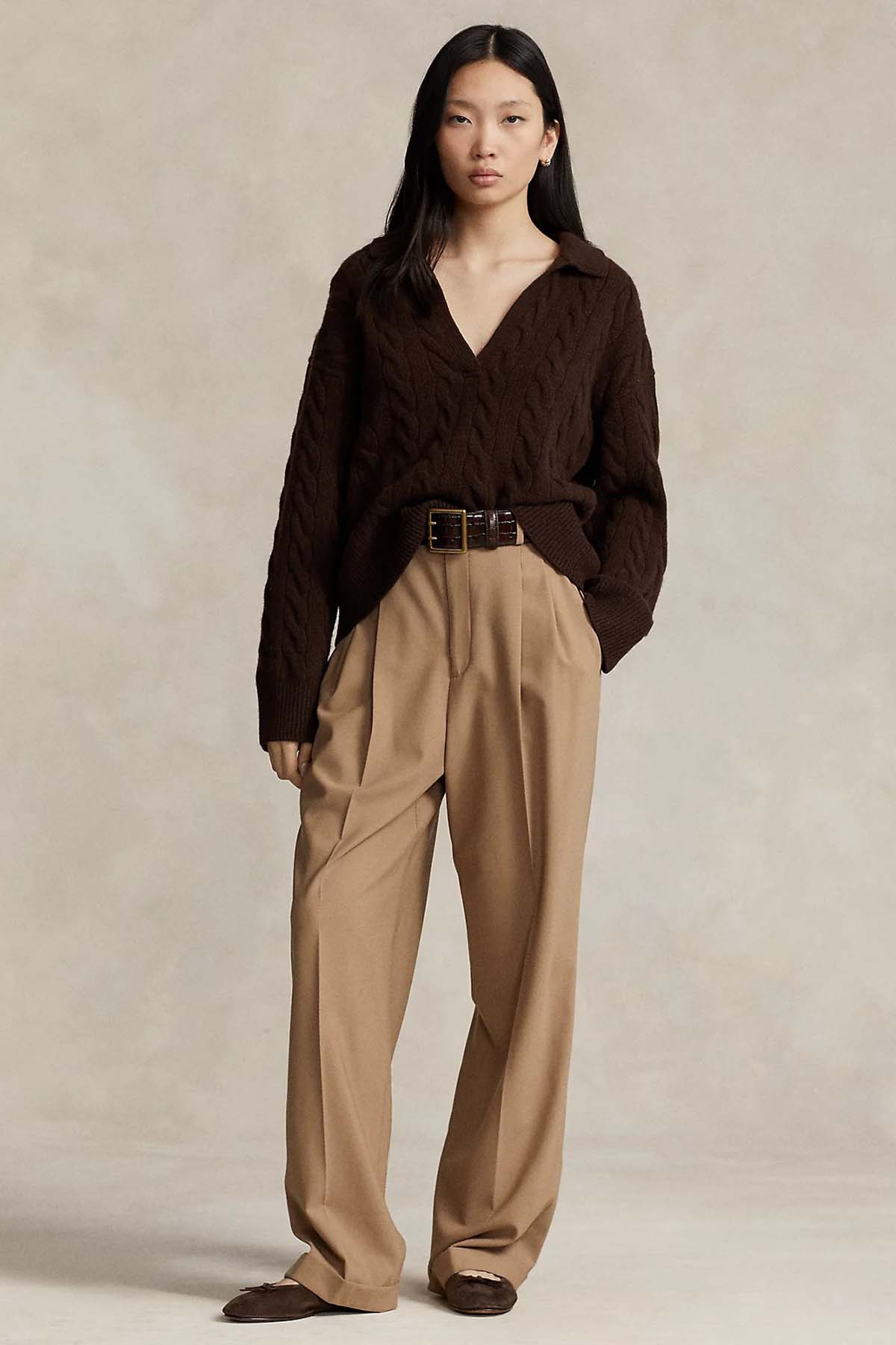 Polo Ralph Lauren Polo Yaka Saç Örgü Kaşmirli Yün Örgü Triko-Libas Trendy Fashion Store