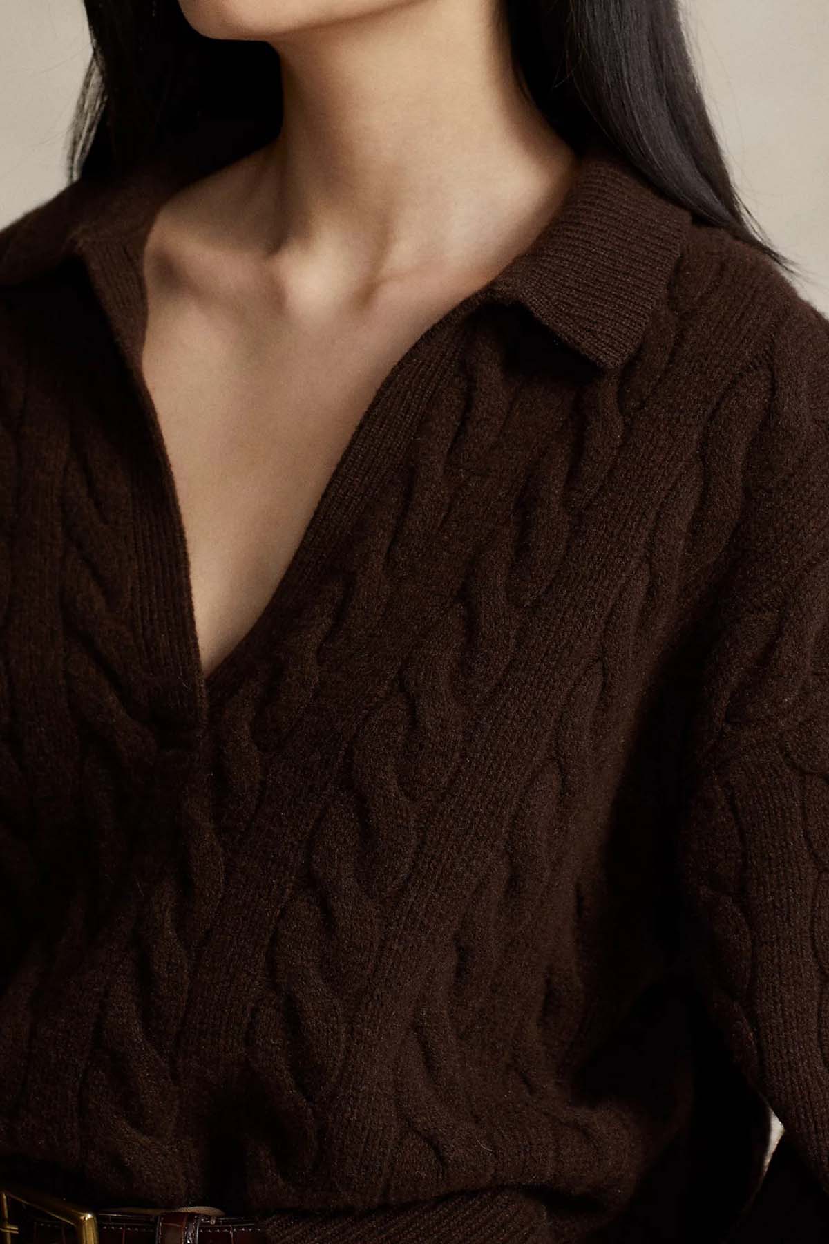 Polo Ralph Lauren Polo Yaka Saç Örgü Kaşmirli Yün Örgü Triko-Libas Trendy Fashion Store