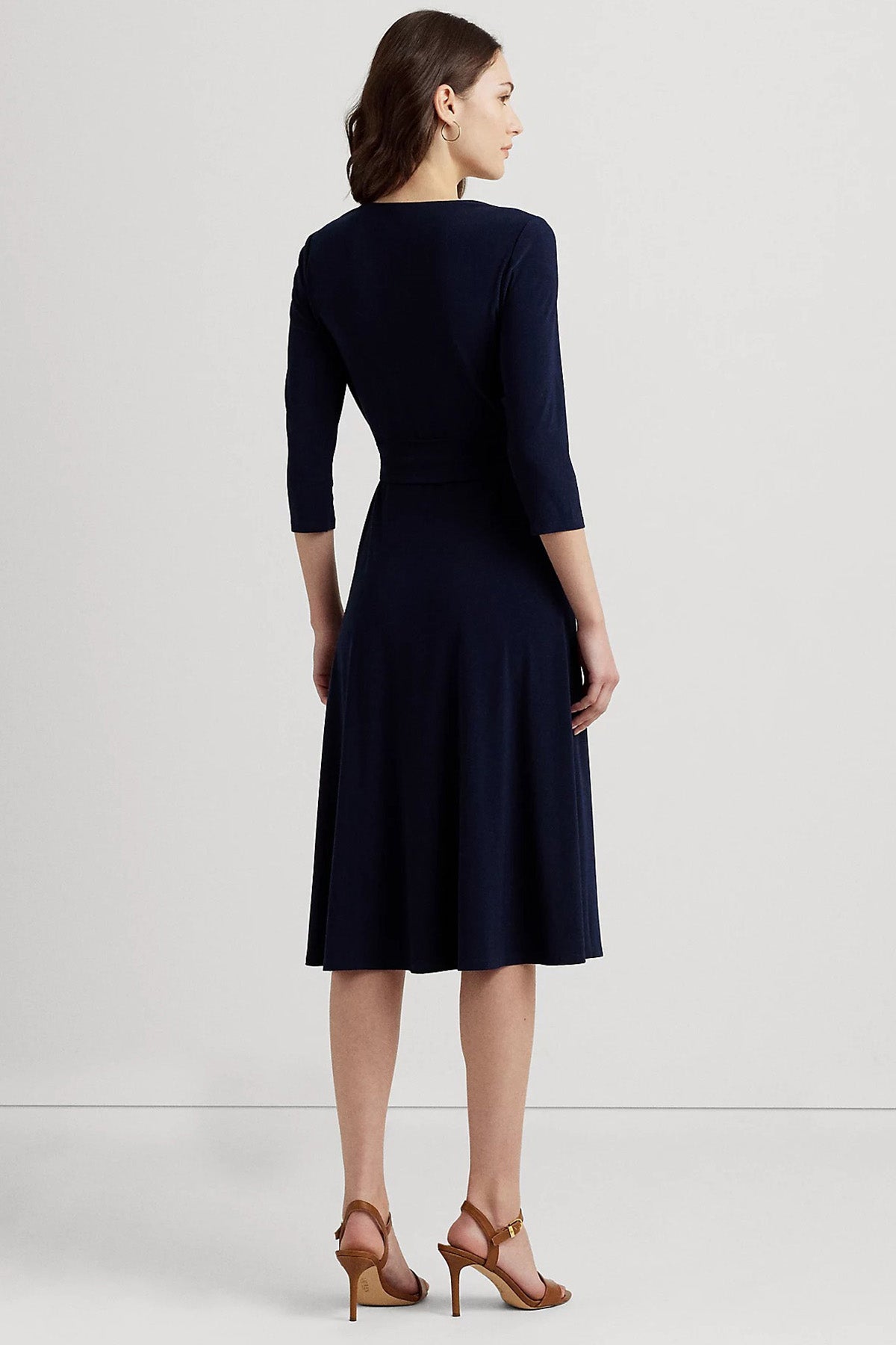 Polo Ralph Lauren V Yaka Belden Kuşaklı Midi Elbise-Libas Trendy Fashion Store