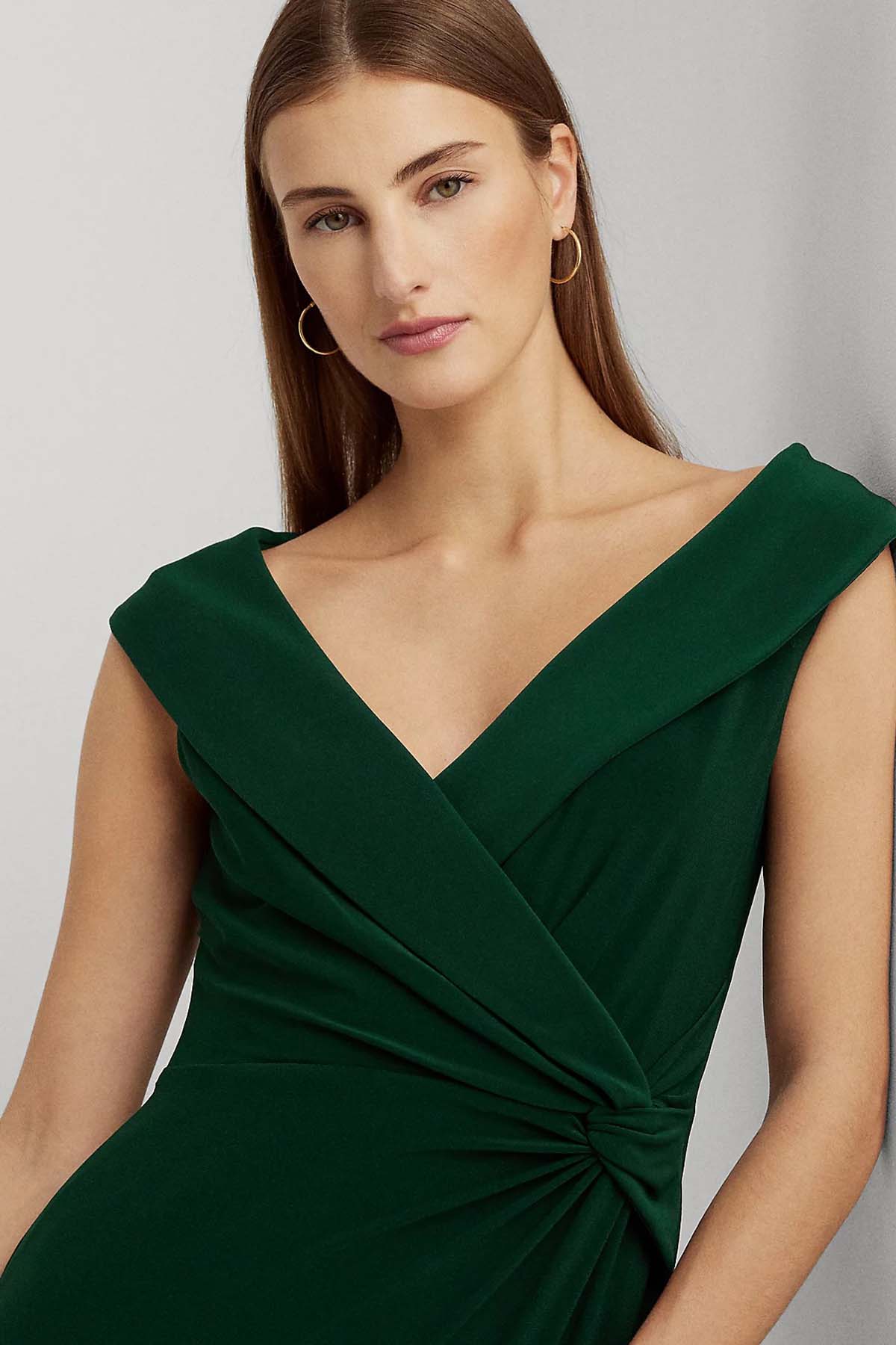 Polo Ralph Lauren V Yaka Kruvaze Maxi Abiye Elbise-Libas Trendy Fashion Store