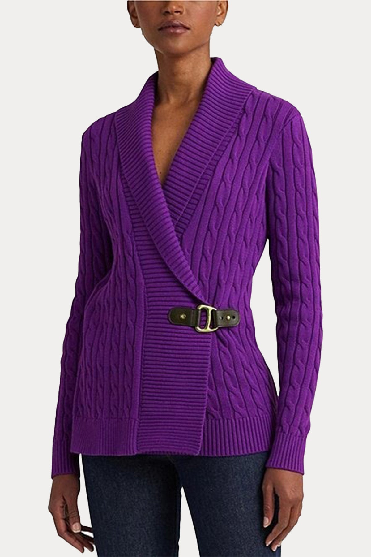 Polo Ralph Lauren Saç Örgü Kemerli Şal Yaka Triko Ceket-Libas Trendy Fashion Store