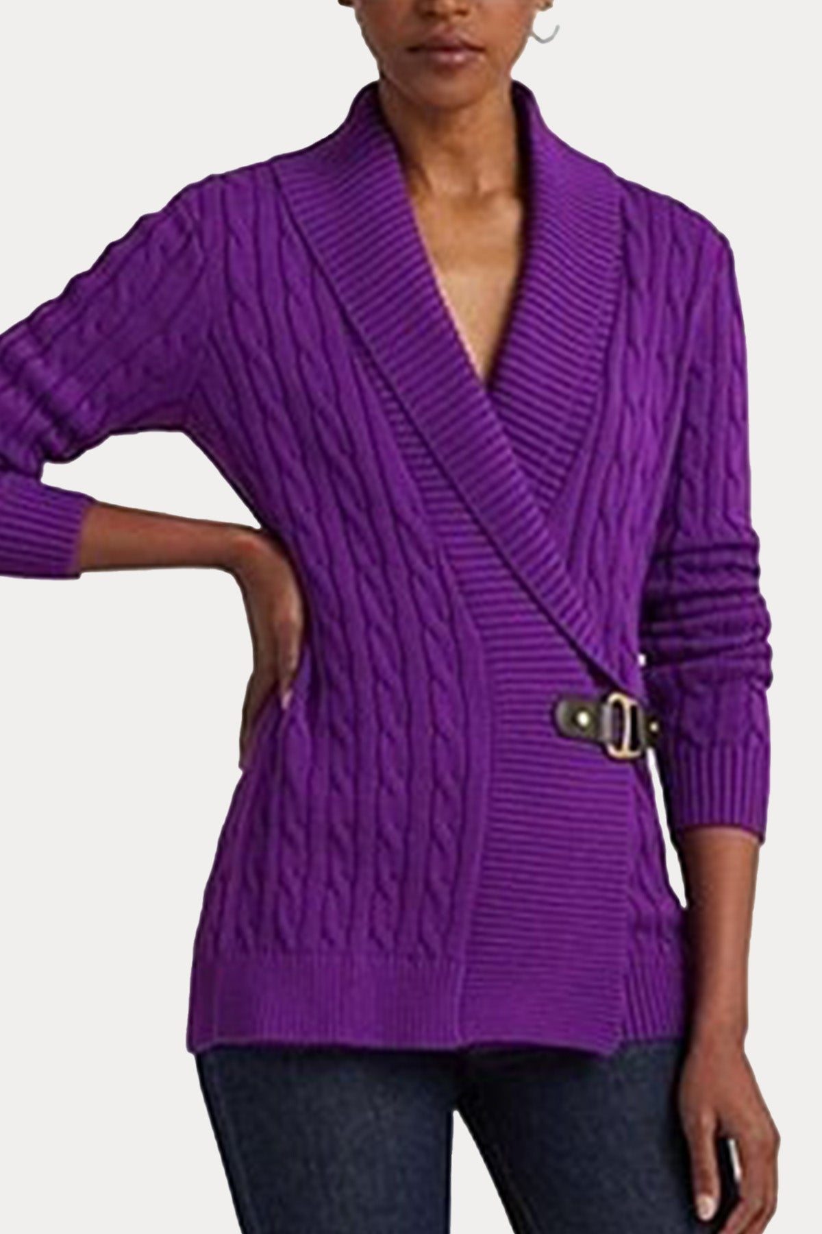 Polo Ralph Lauren Saç Örgü Kemerli Şal Yaka Triko Ceket-Libas Trendy Fashion Store