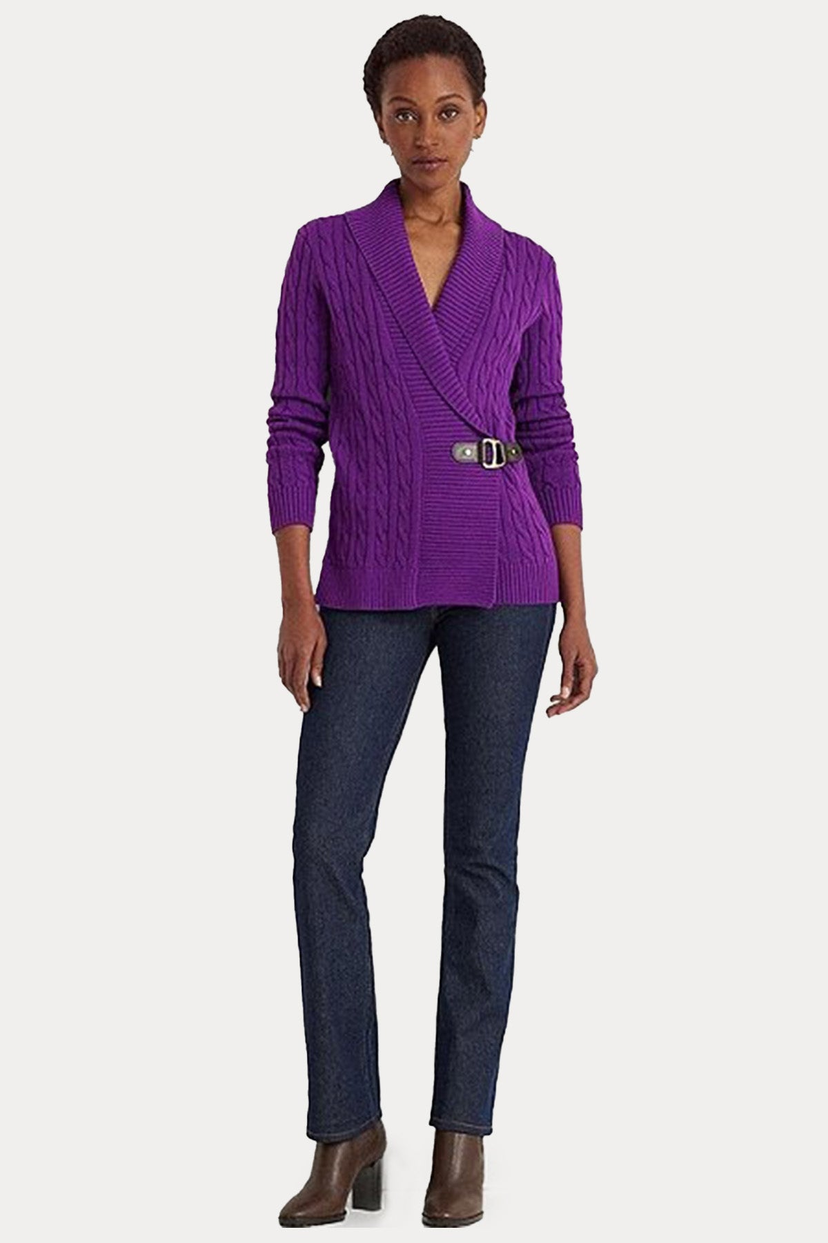 Polo Ralph Lauren Saç Örgü Kemerli Şal Yaka Triko Ceket-Libas Trendy Fashion Store