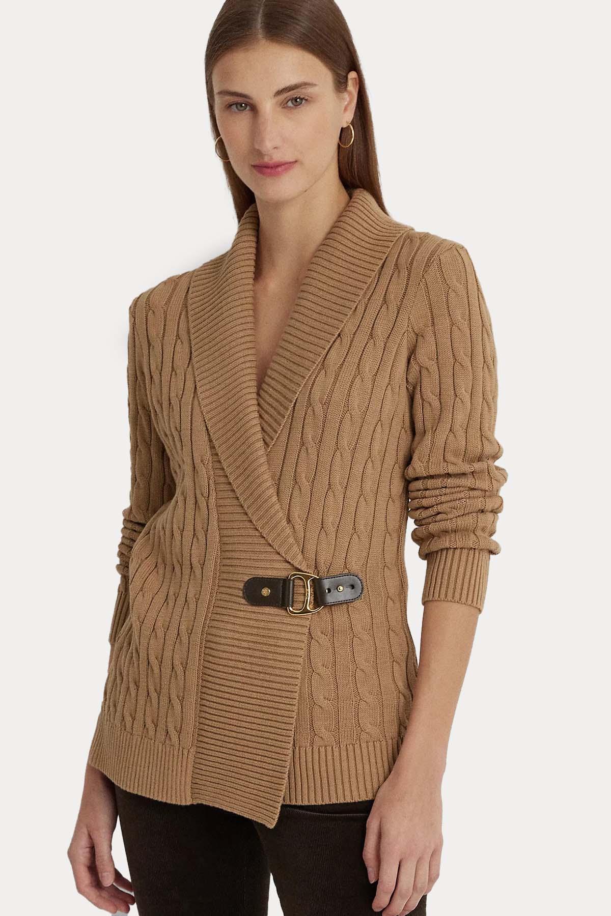 Polo Ralph Lauren Saç Örgü Kemerli Şal Yaka Triko Ceket-Libas Trendy Fashion Store