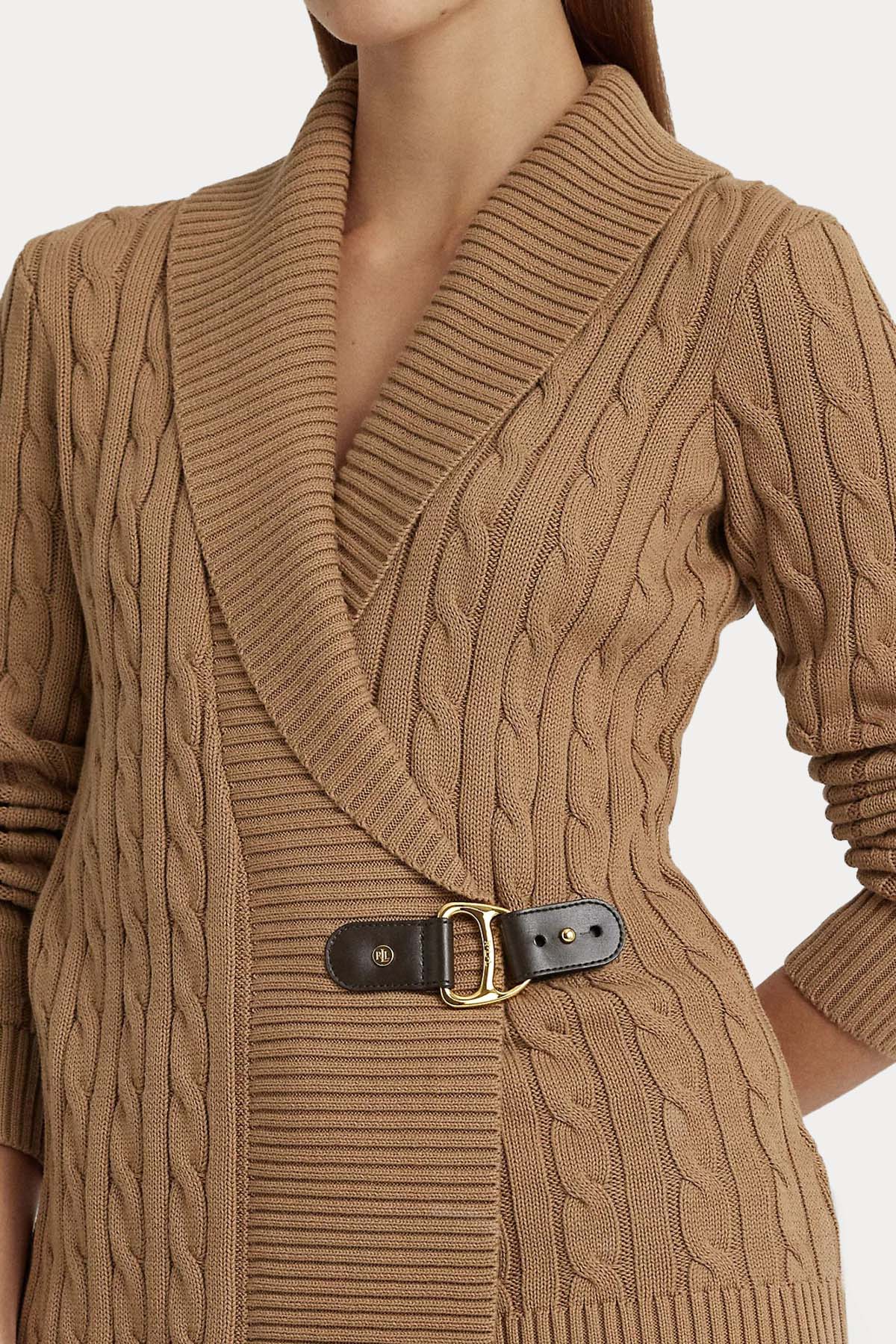 Polo Ralph Lauren Saç Örgü Kemerli Şal Yaka Triko Ceket-Libas Trendy Fashion Store