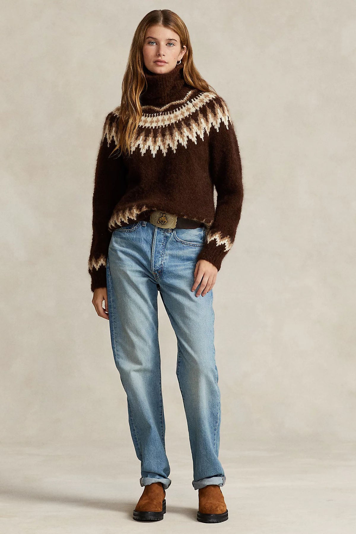 Polo Ralph Lauren Fair Isle Desenli Balıkçı Yaka Yün Triko-Libas Trendy Fashion Store